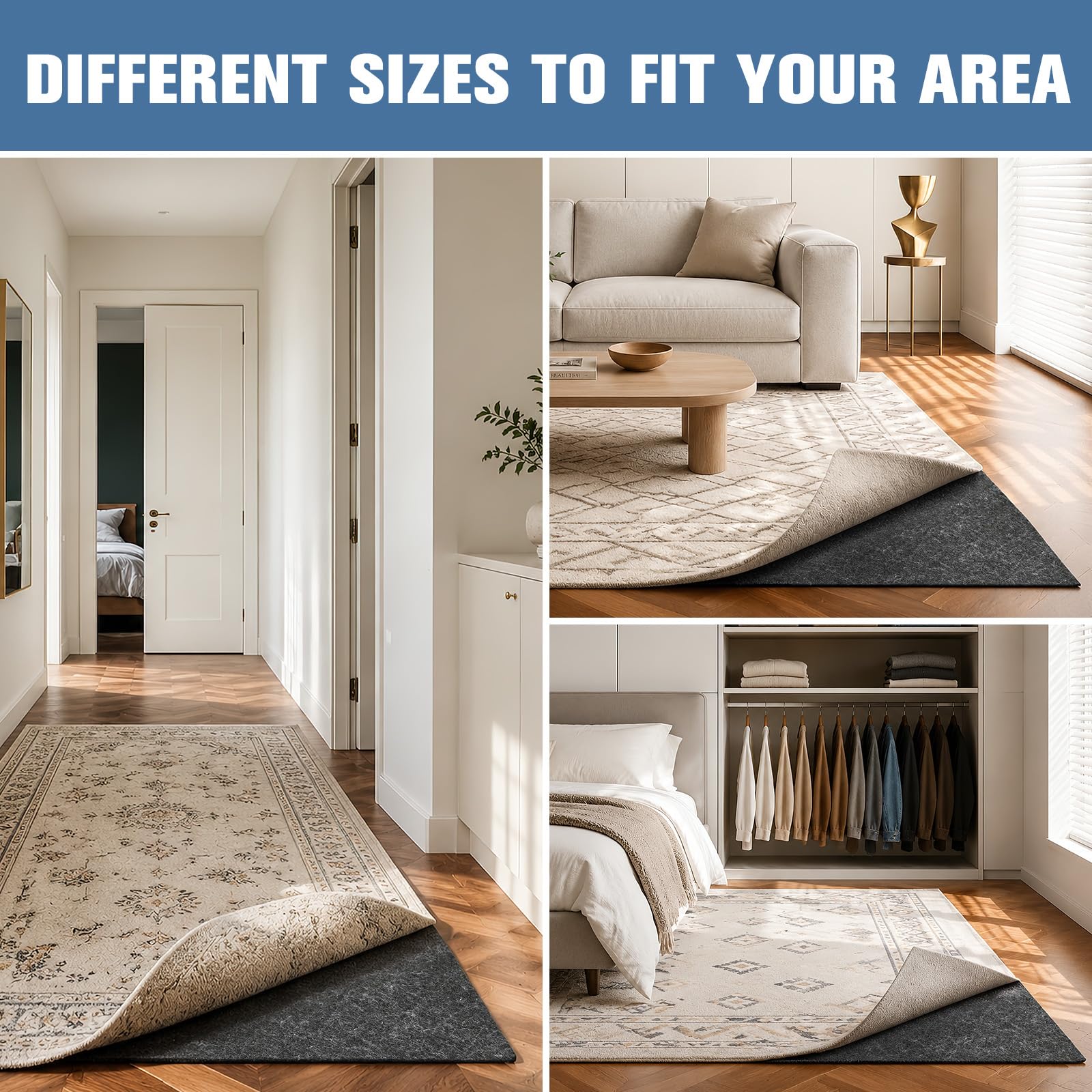 8x10 Ft Non Slip Rug Pad Gripper (80 Sq Ft)