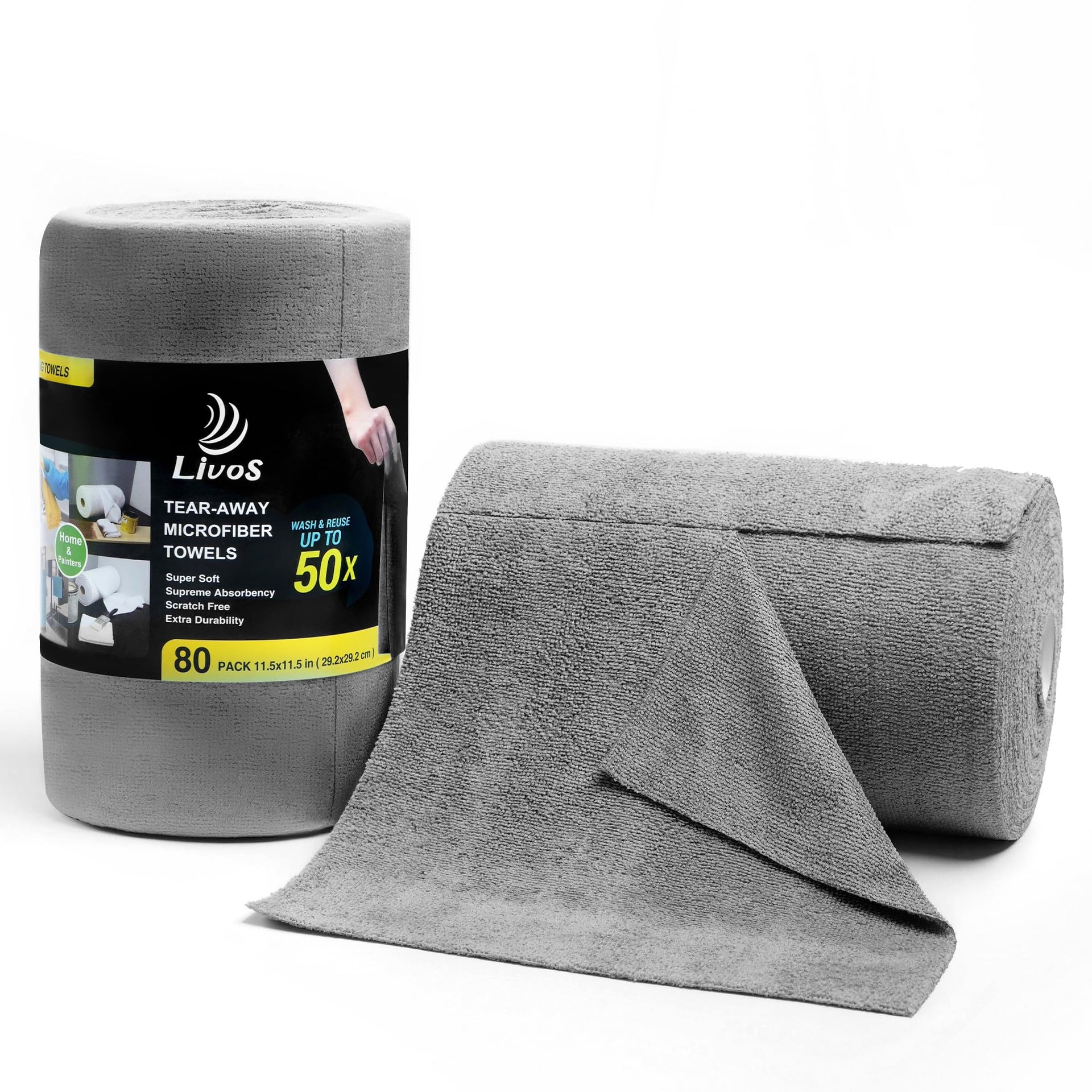Microfiber Cleaning Cloth Roll (80 Count)