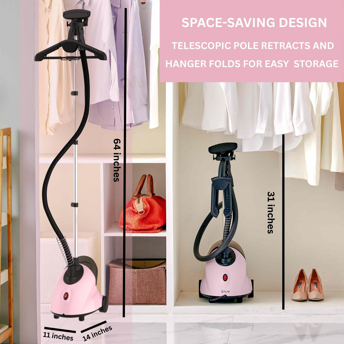 Full Size Garment Steamer for Clothes with Wheels