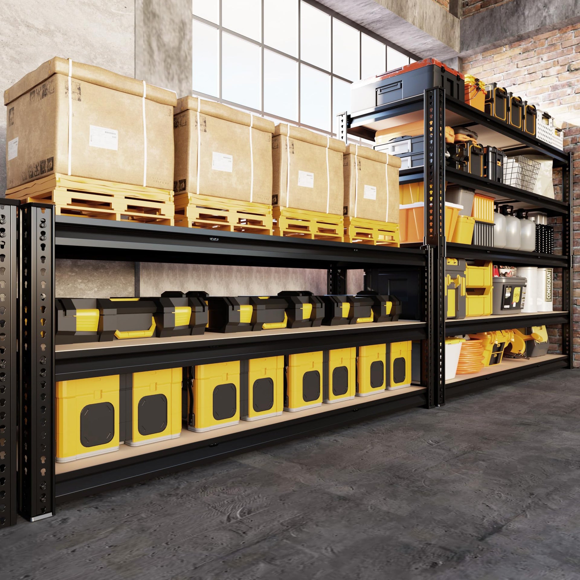 48" W Garage Shelving Storage Shelves 5 Tier Heavy Duty Shelving