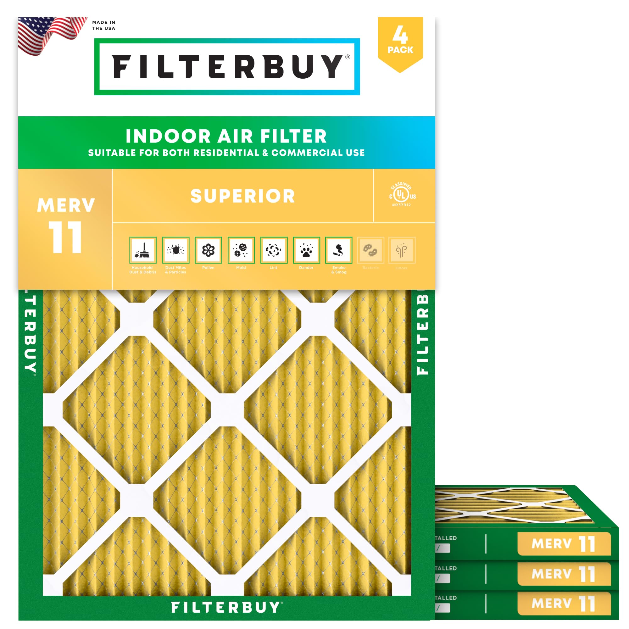 21x23x1 Air Filter MERV 11 Pet & Allergy Defense (4 Count)
