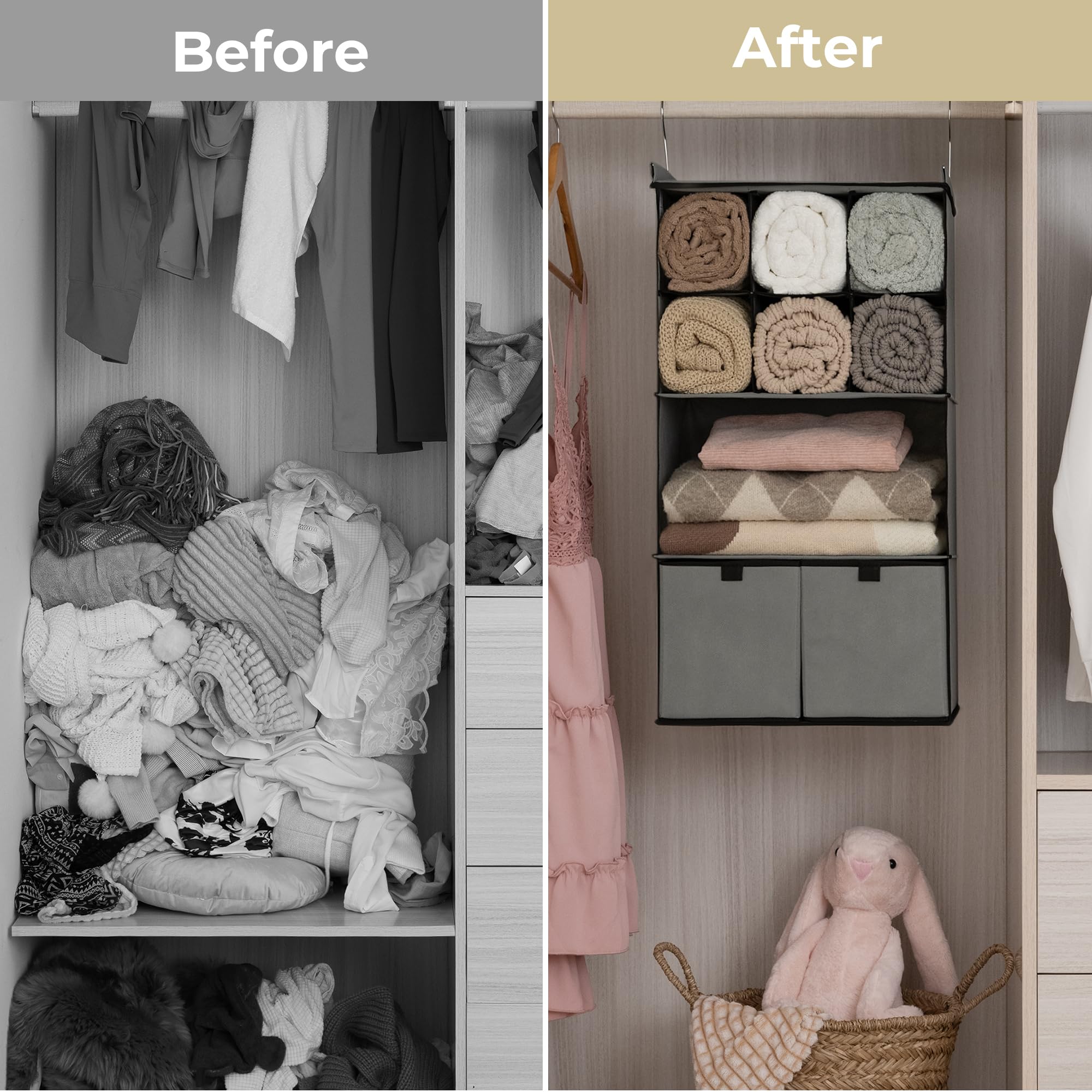 4 Shelf Hanging Closet Organizer with Drawer