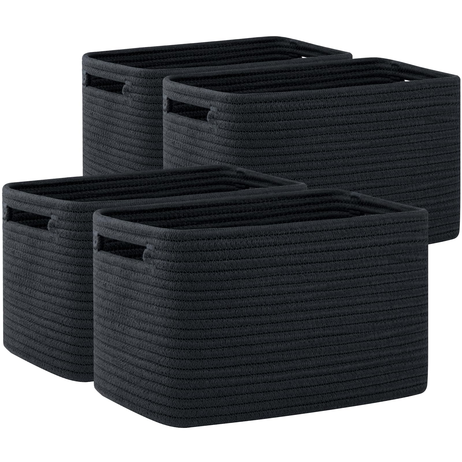 4 Pack Storage Baskets for Organizing 24L Cube Storage Bins Black (4 Count)