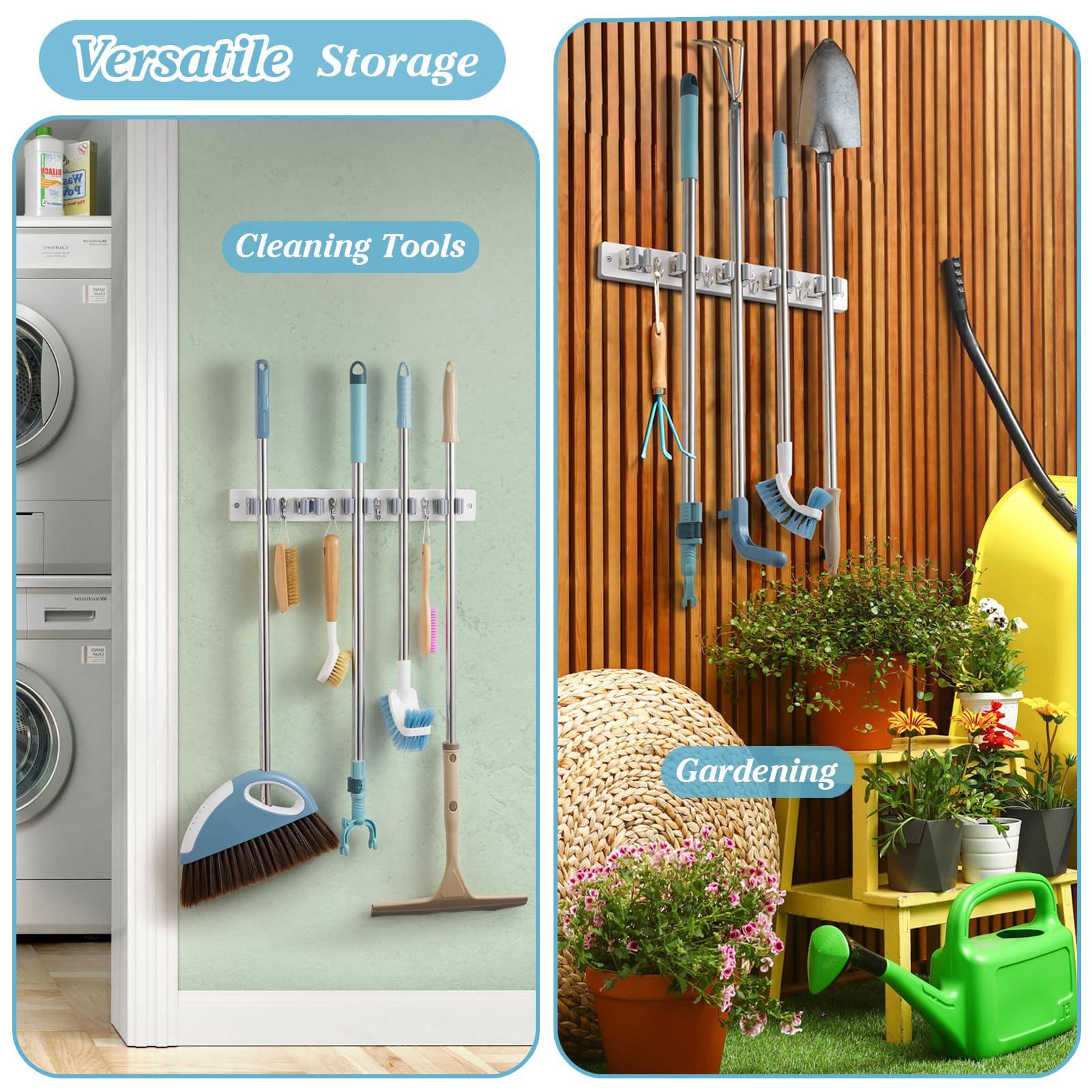 White Broom Holder Wall Mount