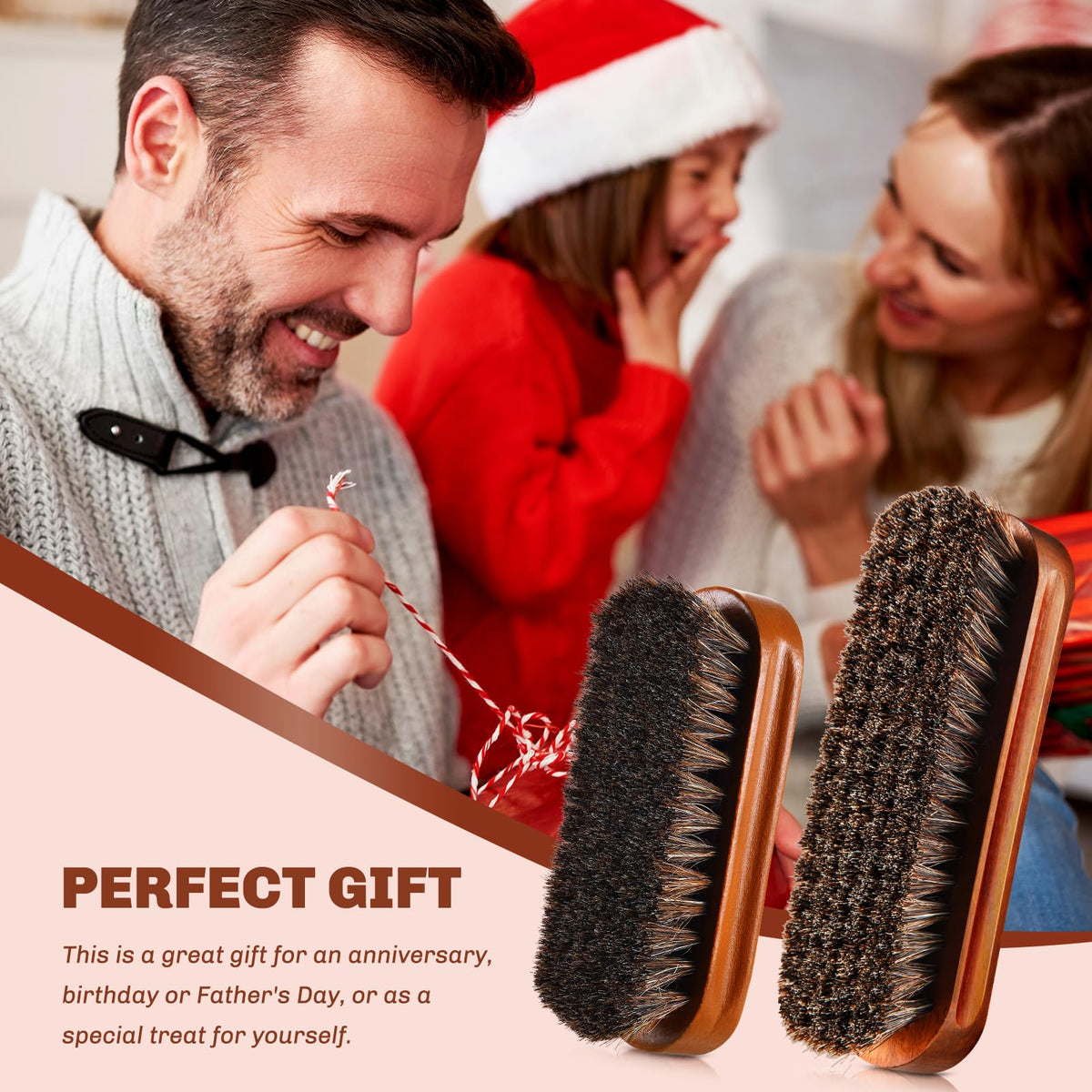2 Pcs Horsehair Shine Shoes Brush Kit Polish Dauber Applicators Cleaning Leather Shoes Boots Care Brushes Suede Cleaner Brush (5.5 Count)