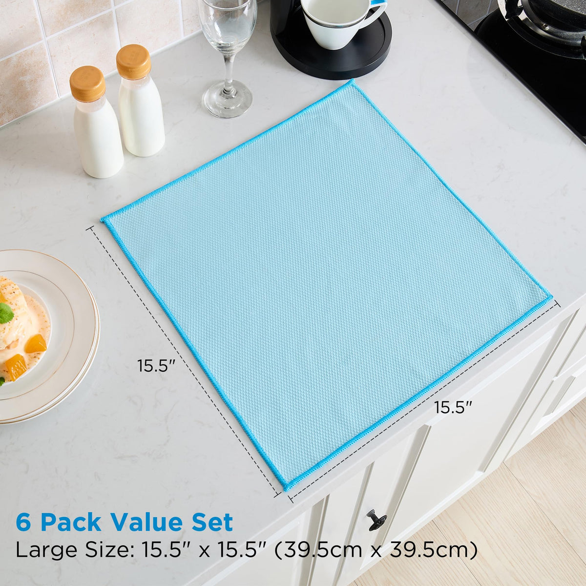 Microfiber Glass Cleaning Cloth for Window & Mirror Stainless Steel (6 Count)