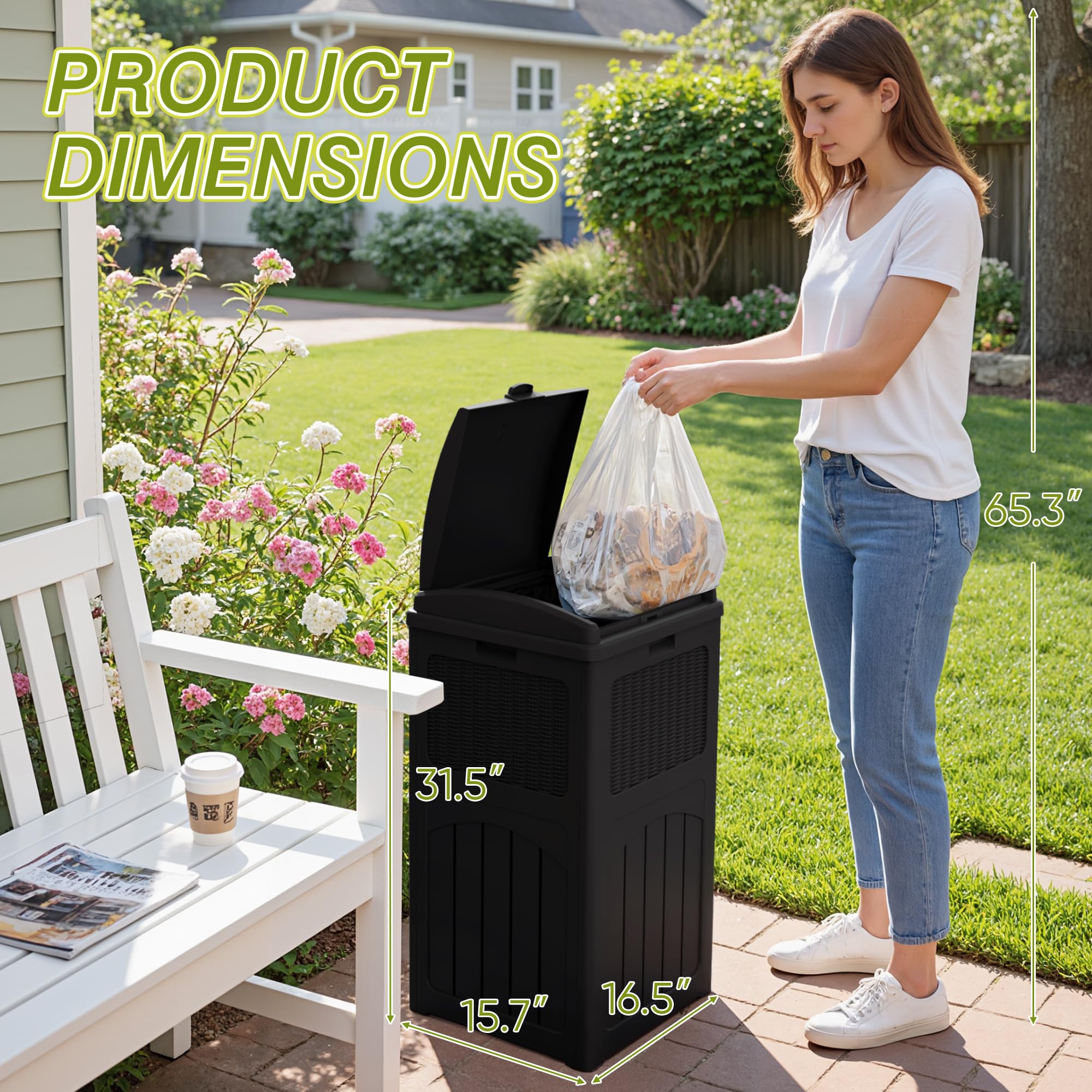 33 Gallon Outdoor Trash Can with Lid (3 Count)