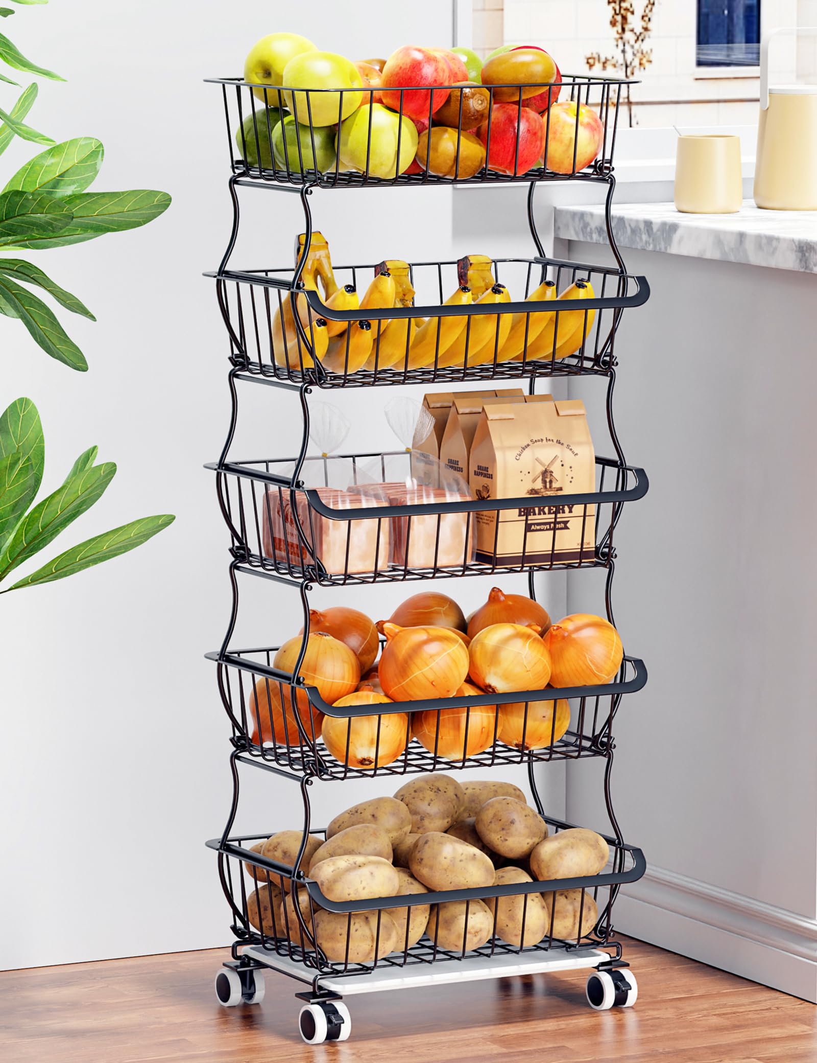 5 Tier Fruit Basket for Kitchen