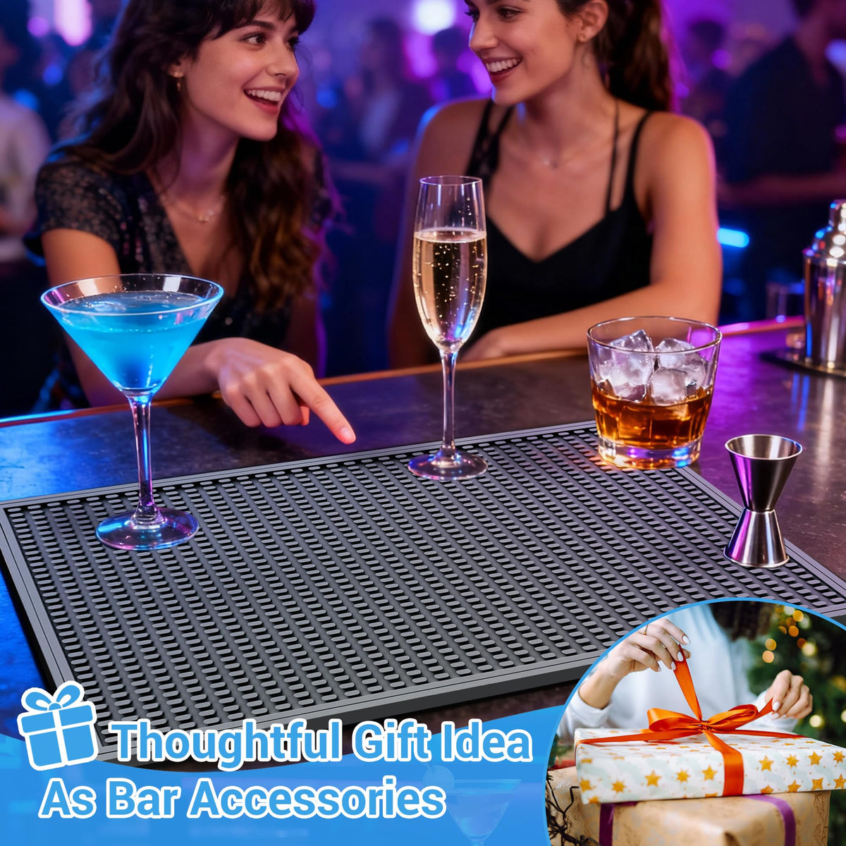 Bar Mat Premium 18"X12" Rubber Bar Mats for Countertop