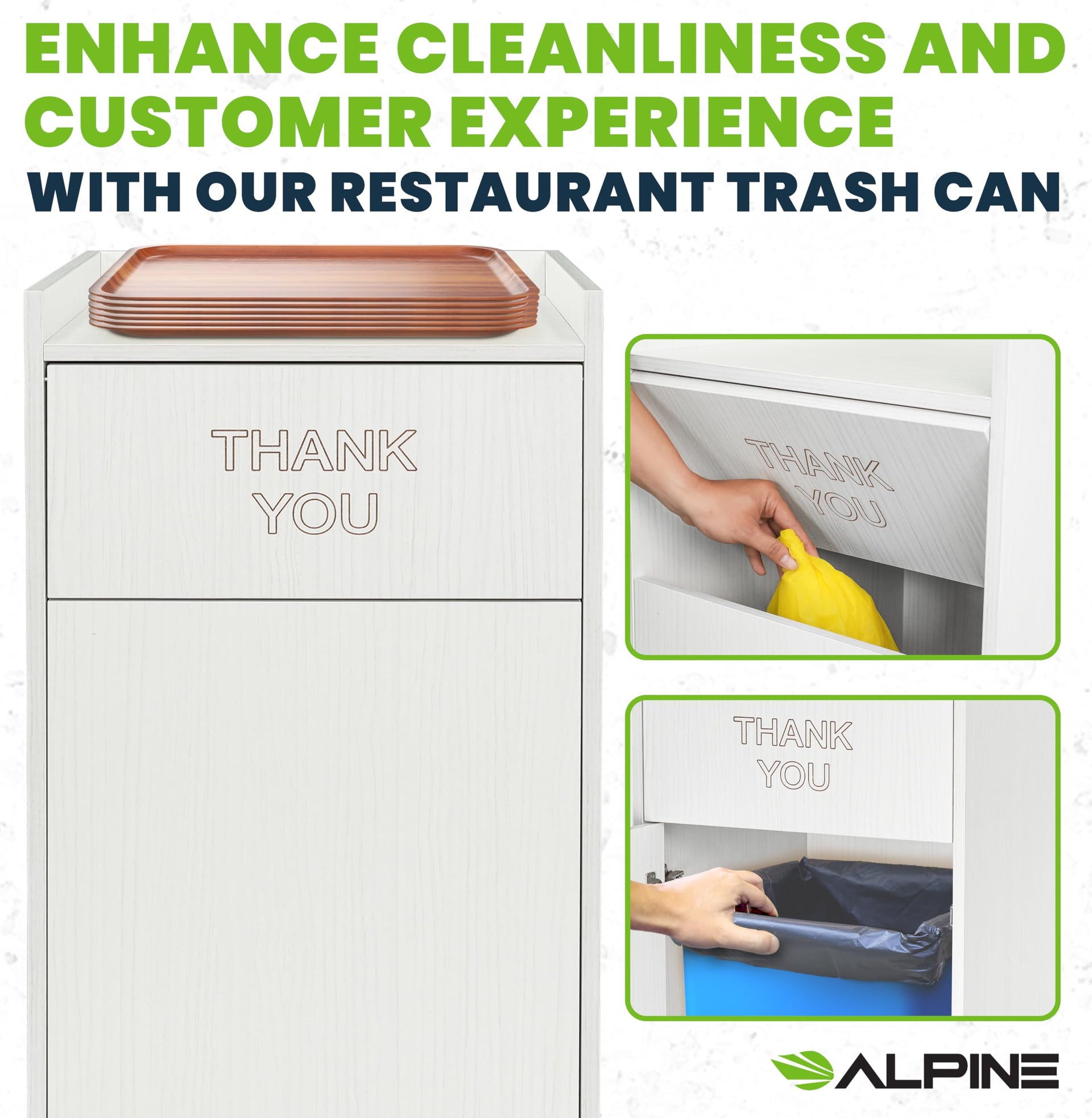 Restaurant Trash Can Cabinet with Tray Holder