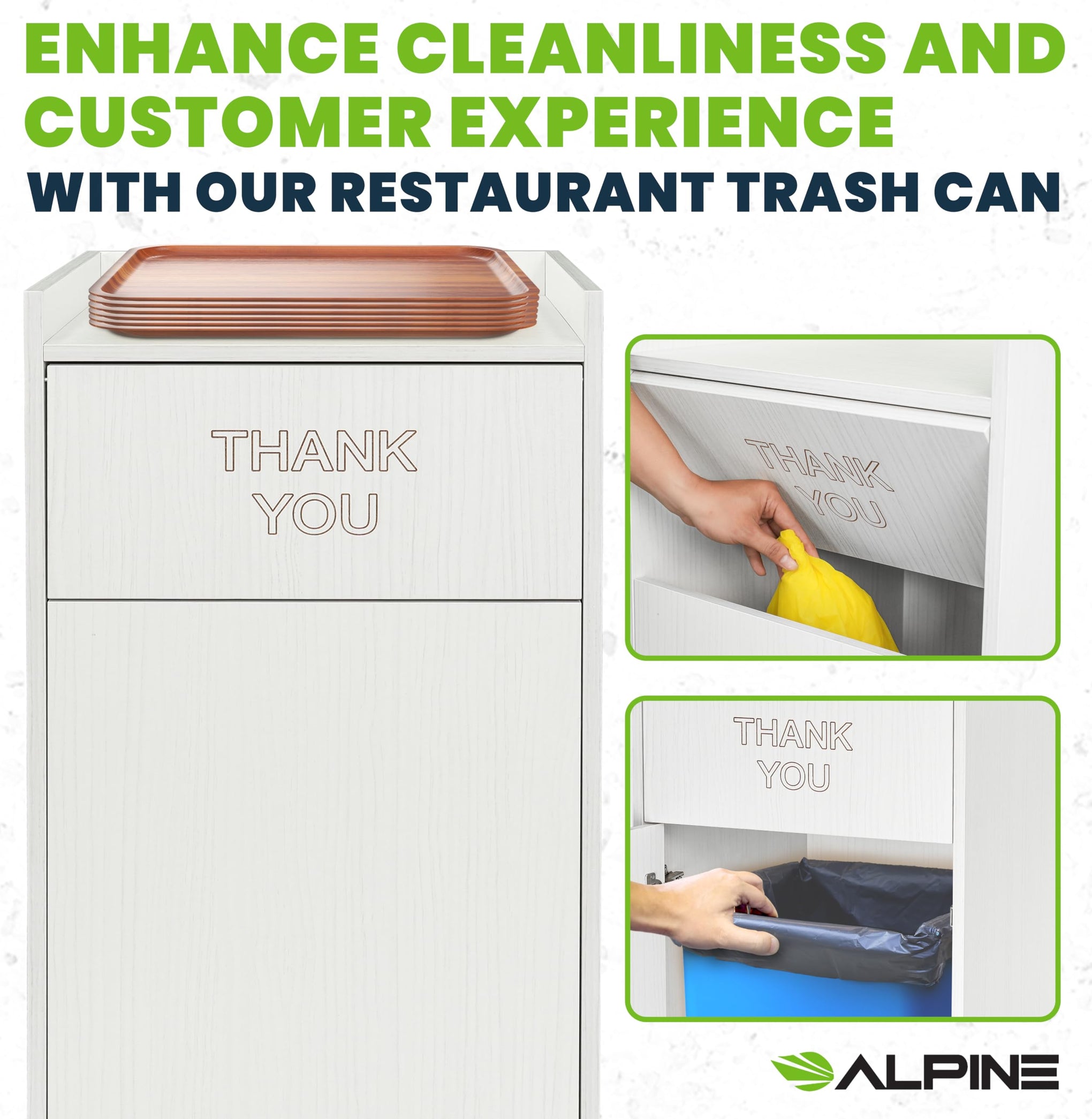 Restaurant Trash Can Cabinet with Tray Holder