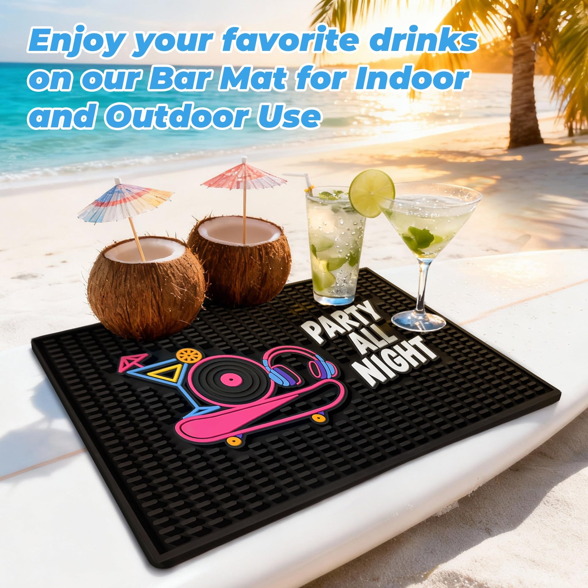 Neon Tiki Black Bar Mat 18 x 12 Inch