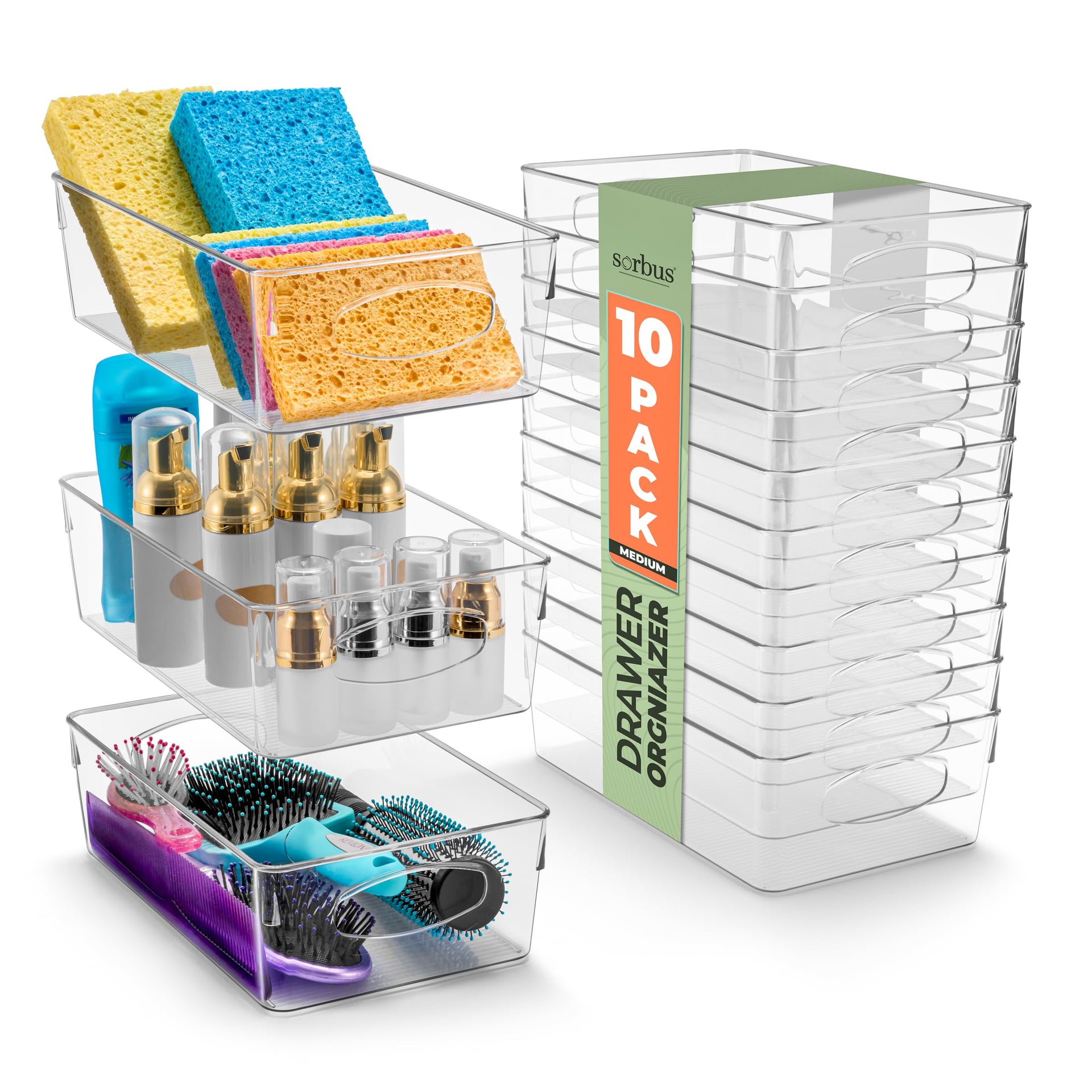 Medium Clear Plastic Storage Bins for Organizing (10 Count)
