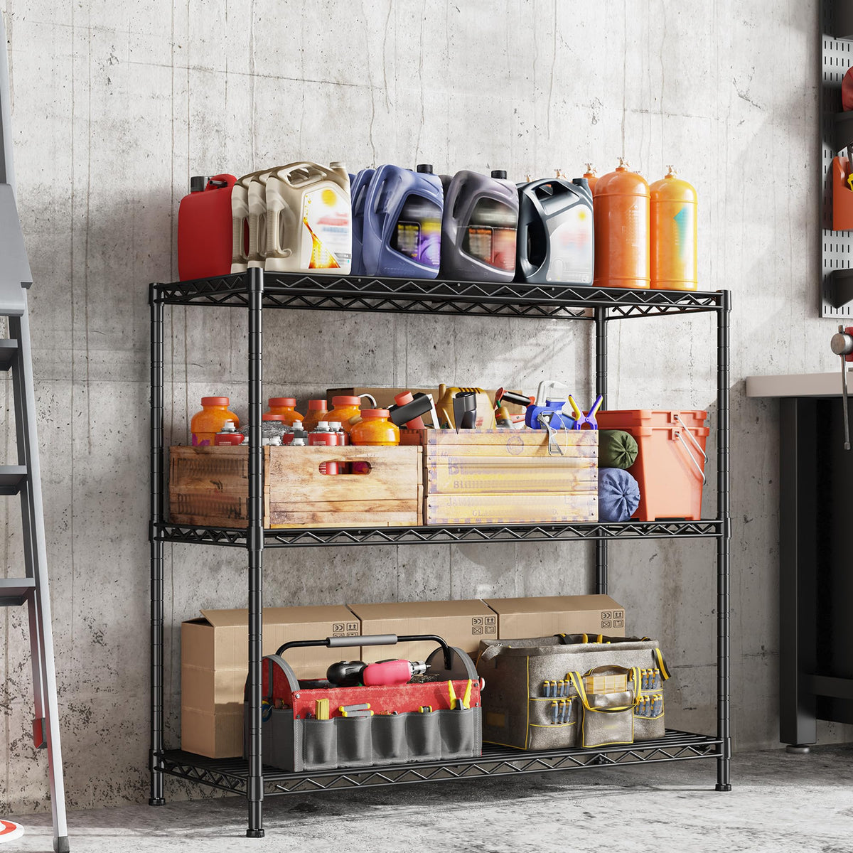 36.4"W 3 Tier Metal Shelving (2 Count)