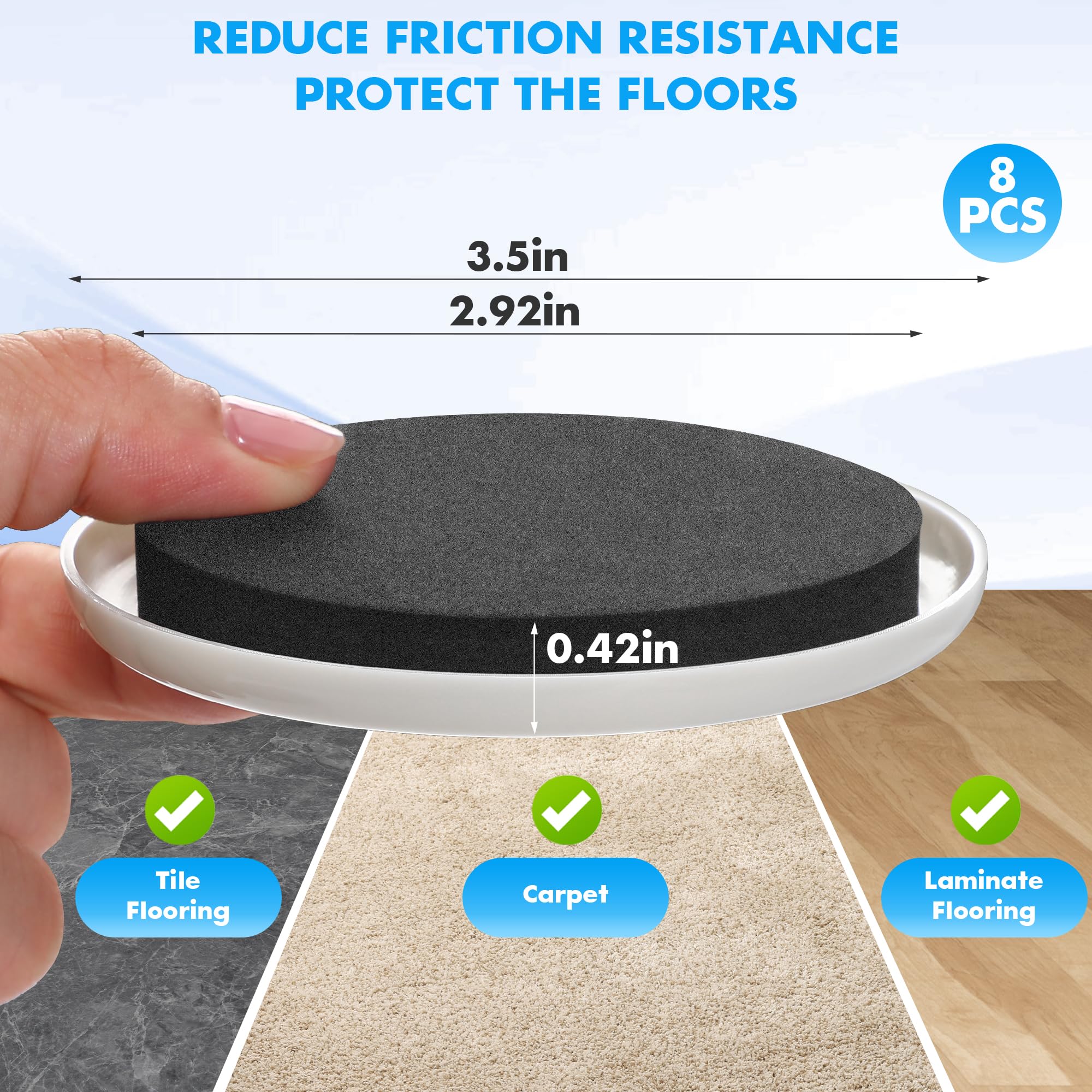 16 Pack Furniture Sliders for Hardwood Floors & Carpet
