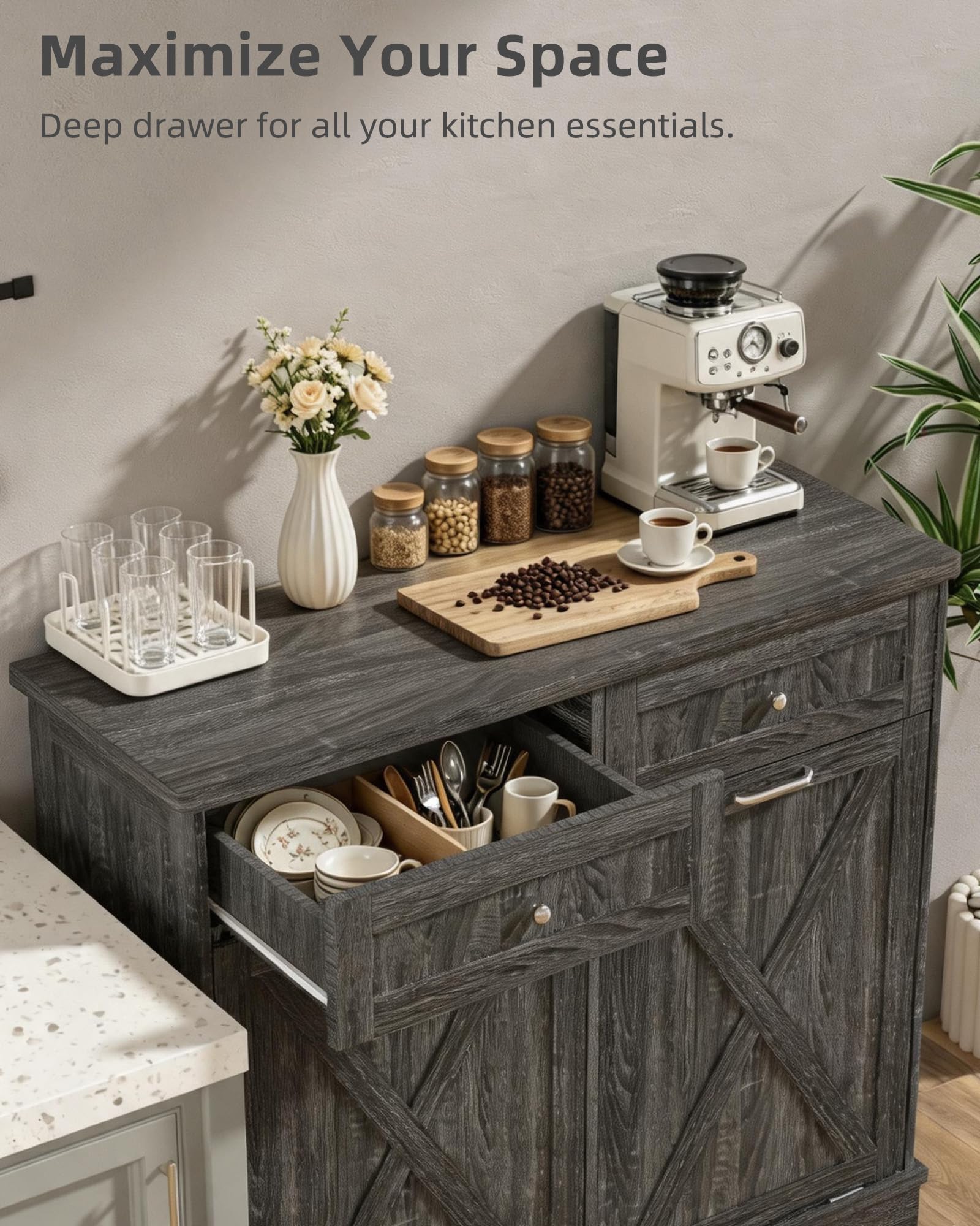 2x10 Gallon Tilt Out Trash Cabinet with Hideaway Drawers