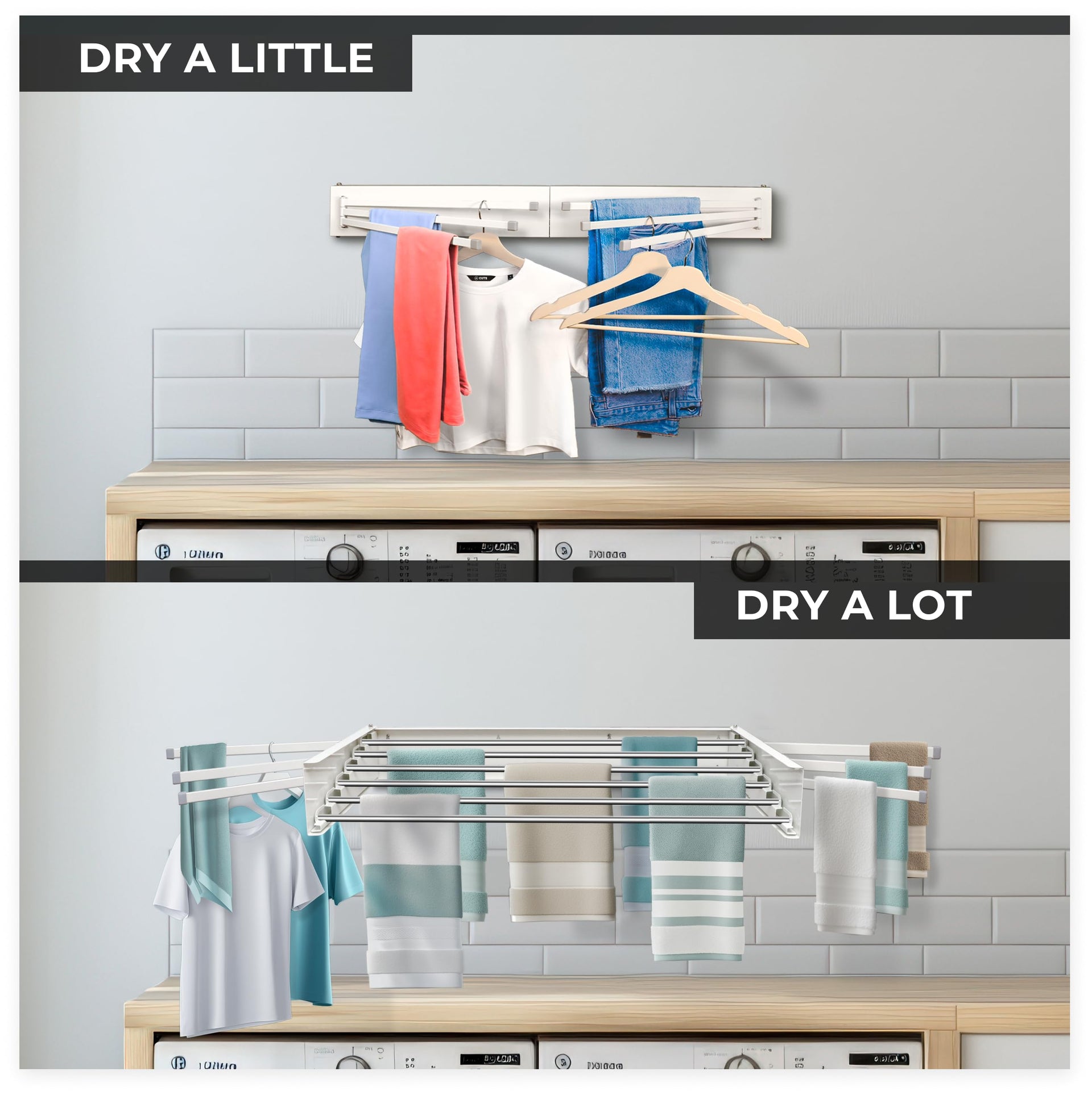Wall Mounted Clothes Drying Rack Foldable w