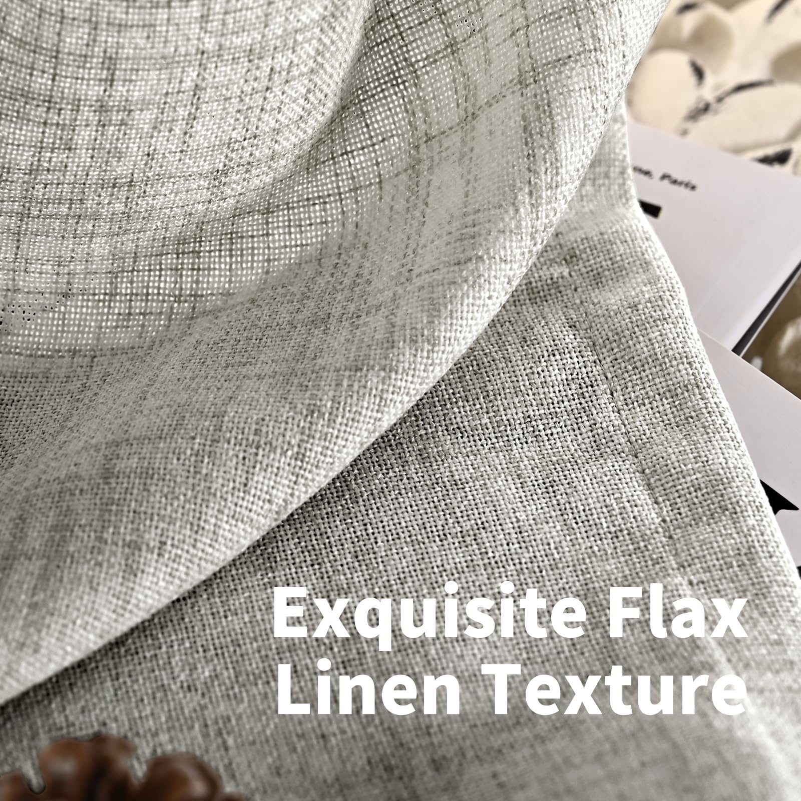 Dark Grey Linen Curtains 45 Inch Length for Short Window (2 Count)