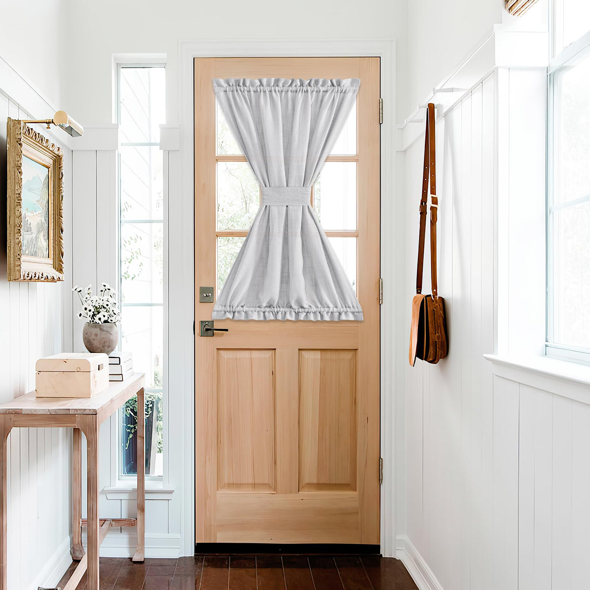 Rod Pocket Side Sheer Door Curtains for Small Half Window Cover