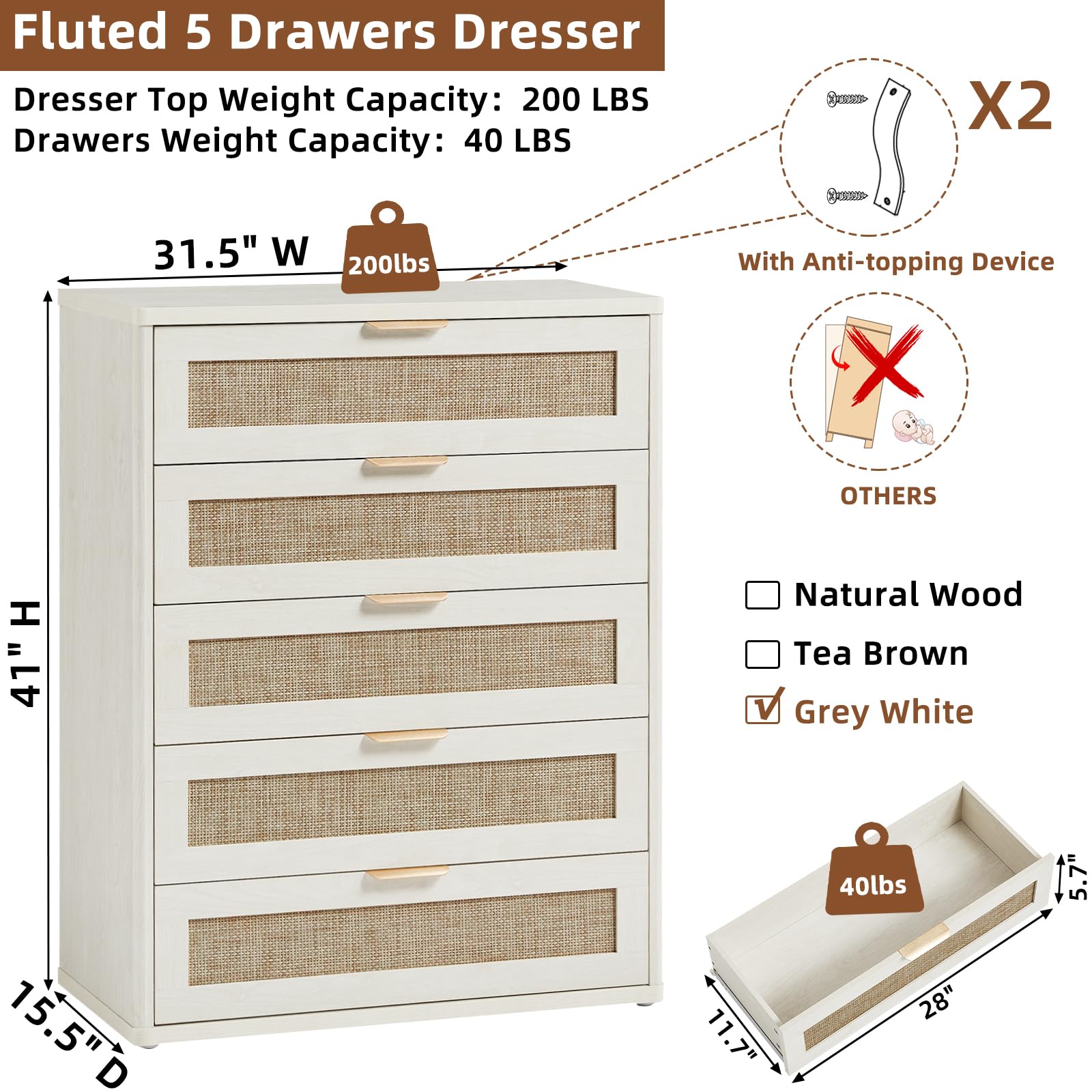 Rattan Dresser for Bedroom