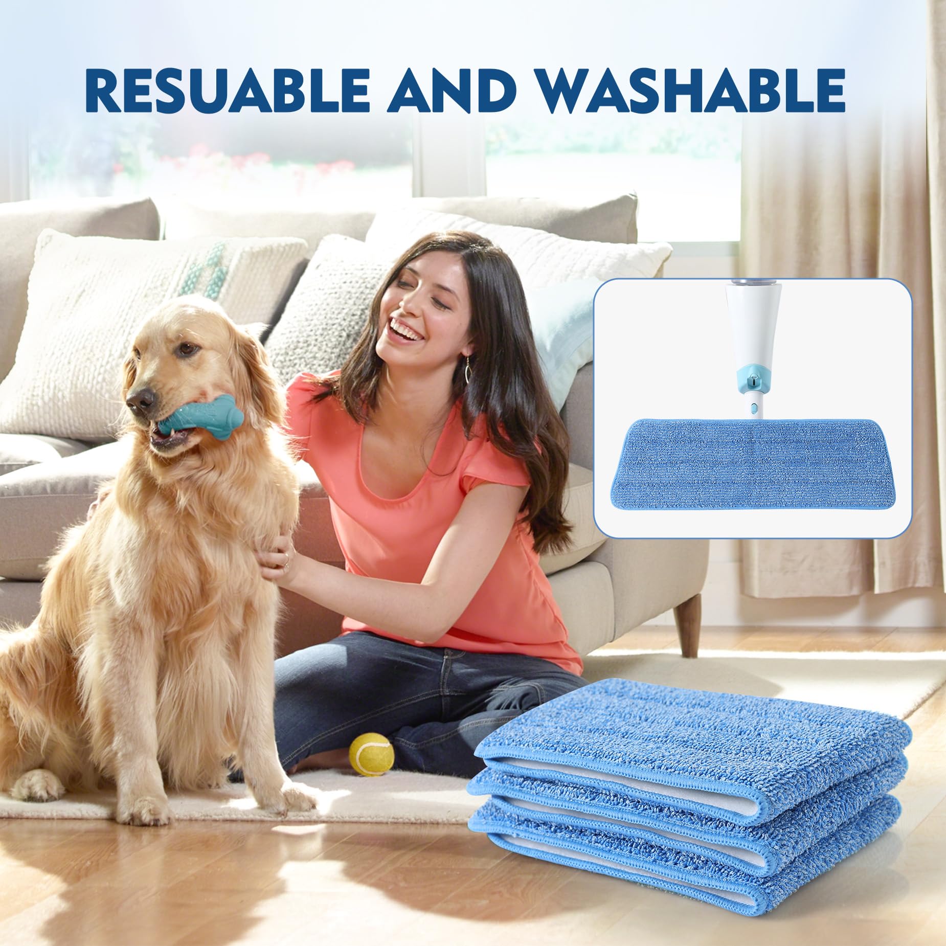 3 Pack Microfiber Mop Pads