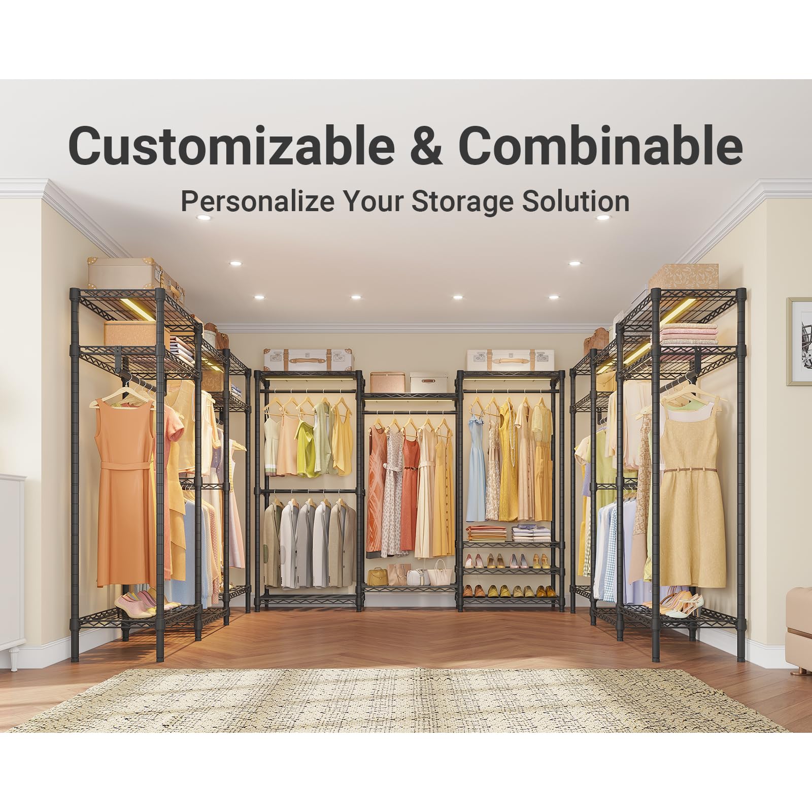 V5L Garment Rack Heavy Duty with Dimmable LED Light