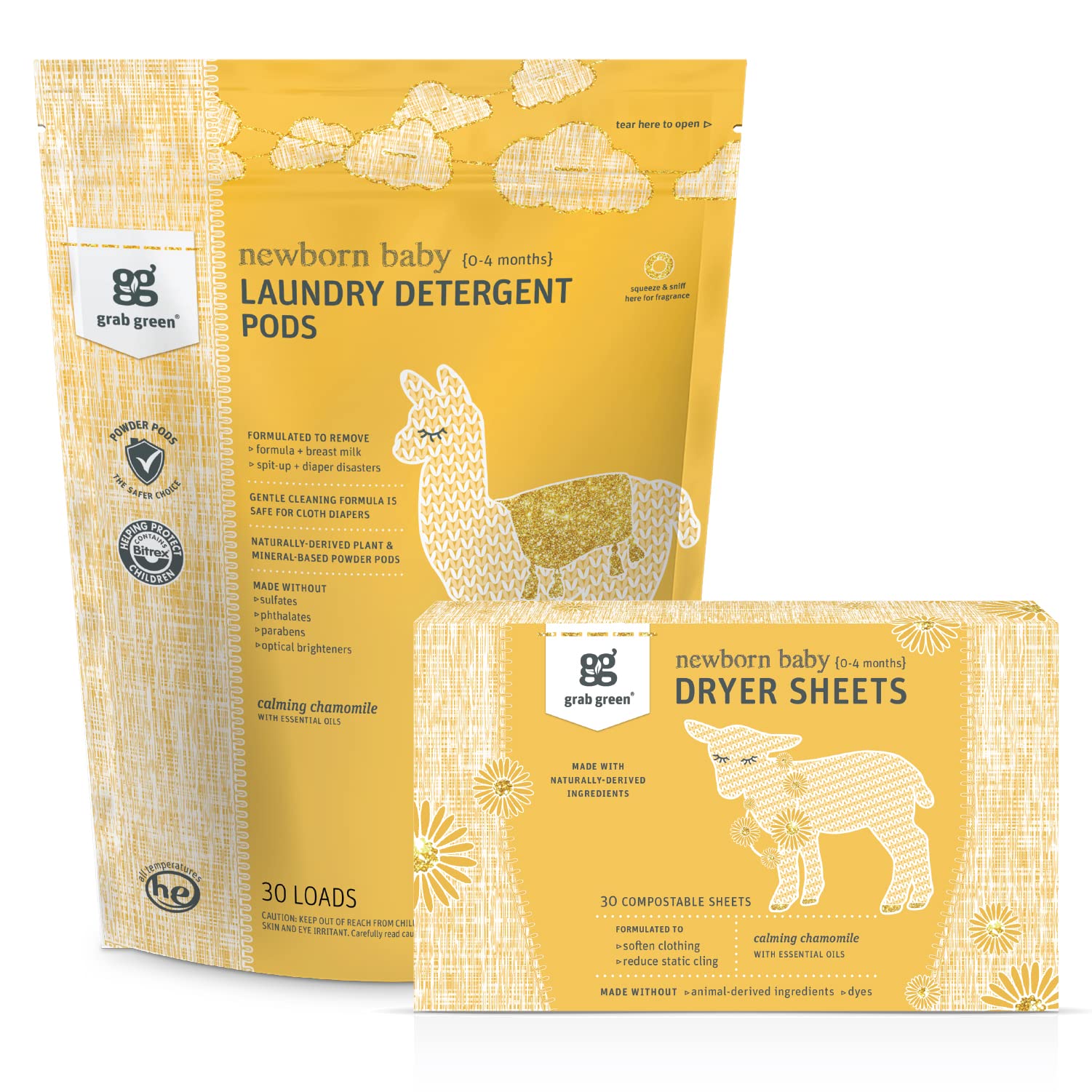 Newborn Baby Laundry Pods and Dryer Sheets Bundle (2 Count)