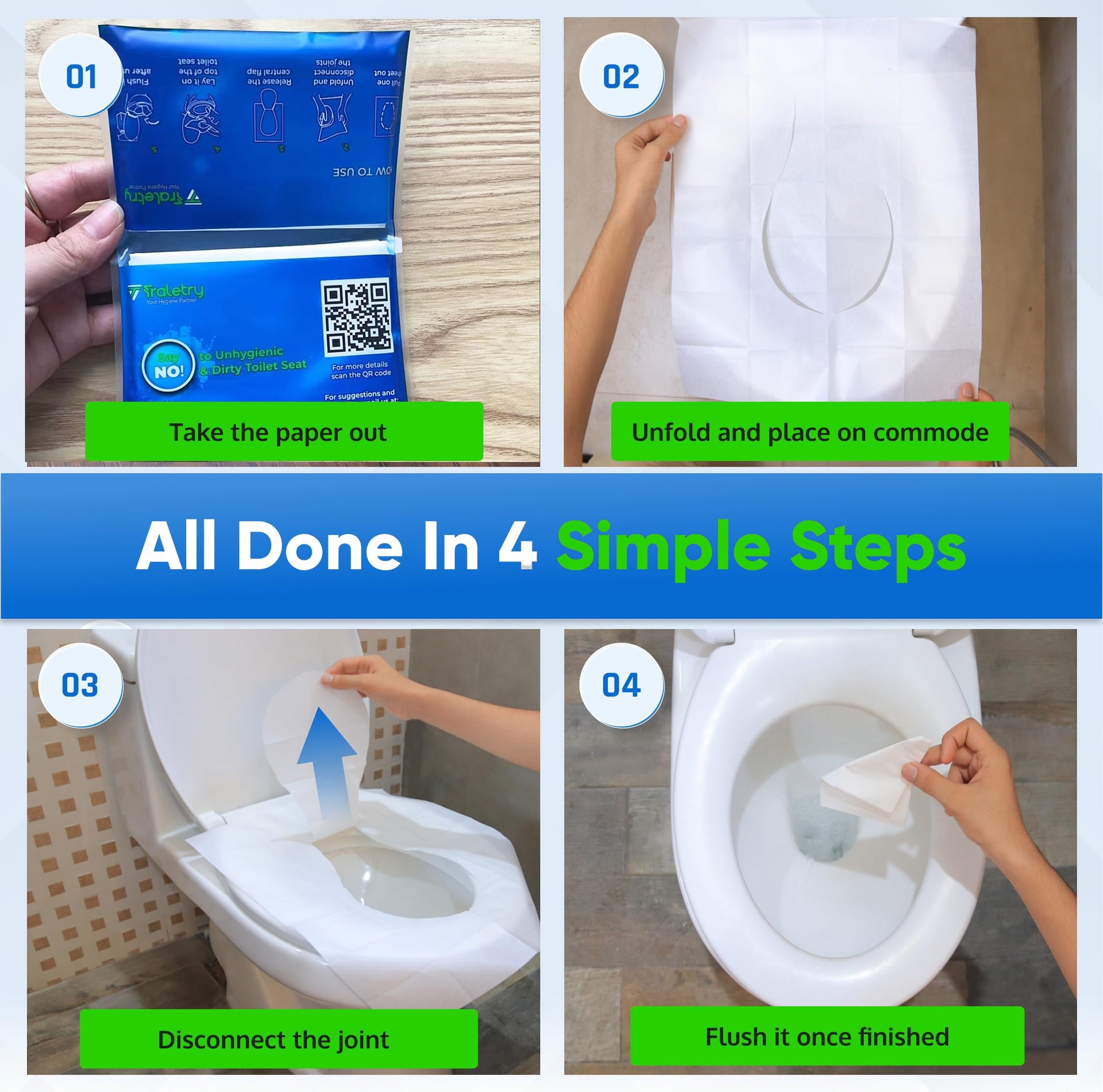 Toilet Seat Covers Disposable Flushable Travel Pack of 50