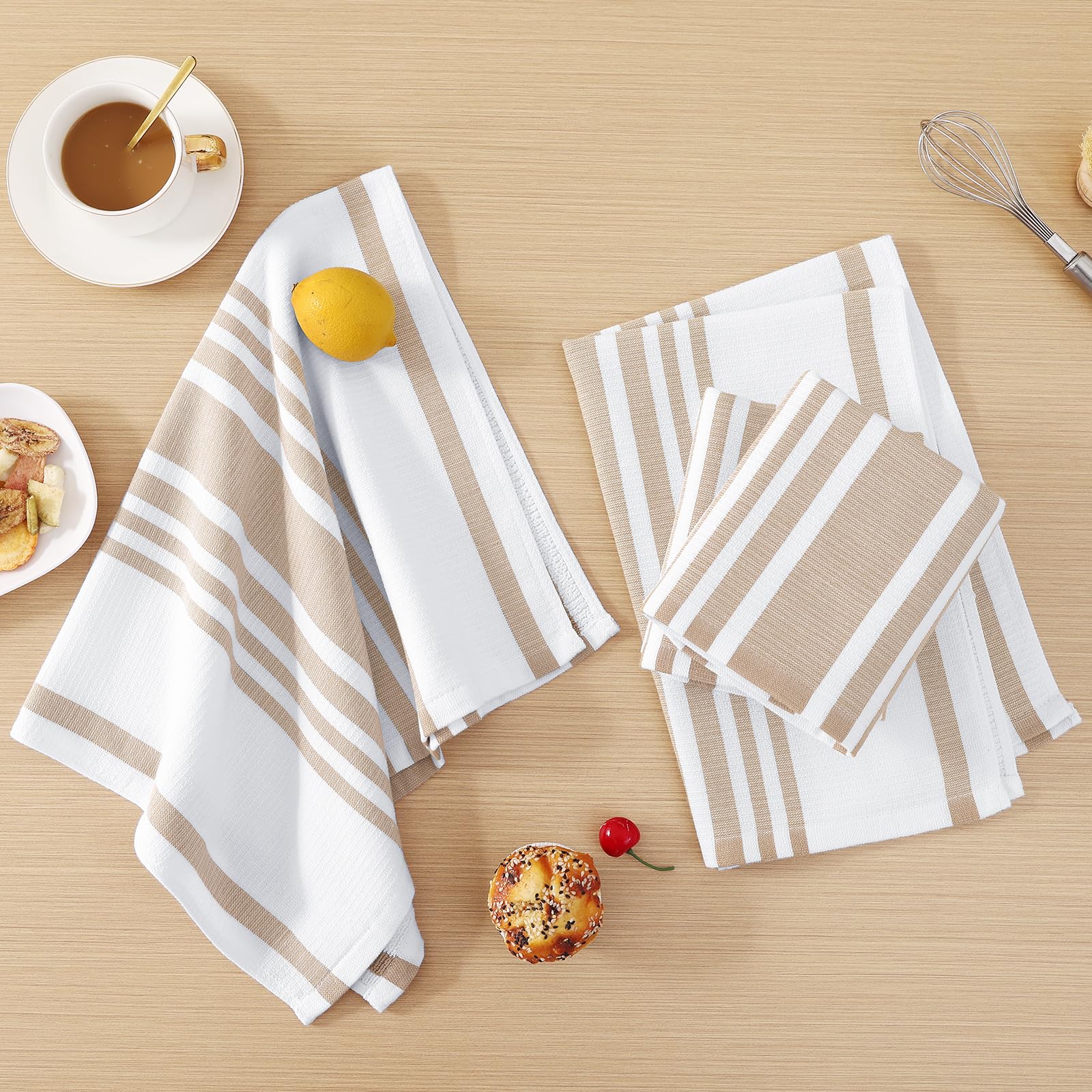 Premium Cotton Stripe Kitchen Towels 8 Pack (8 Count)