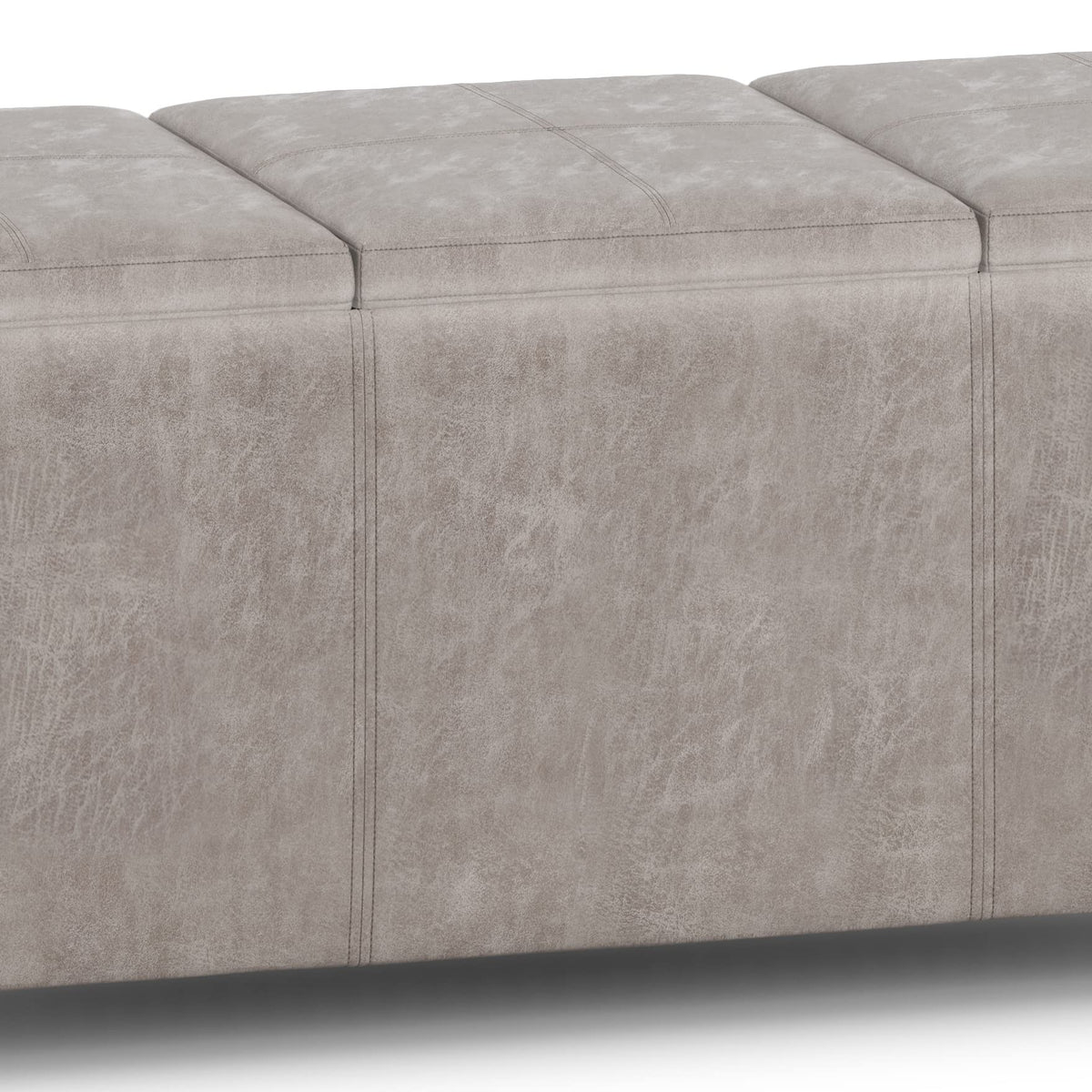 Avalon 42" Wide Vegan Leather Storage Ottoman in Grey