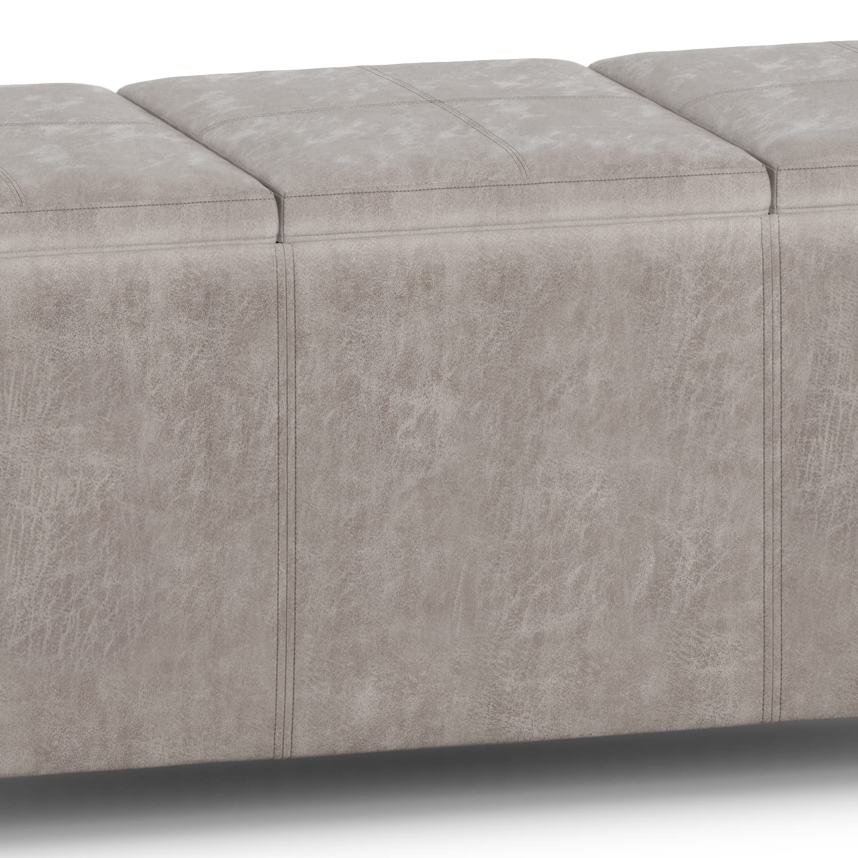 Avalon 42" Wide Vegan Leather Storage Ottoman in Grey