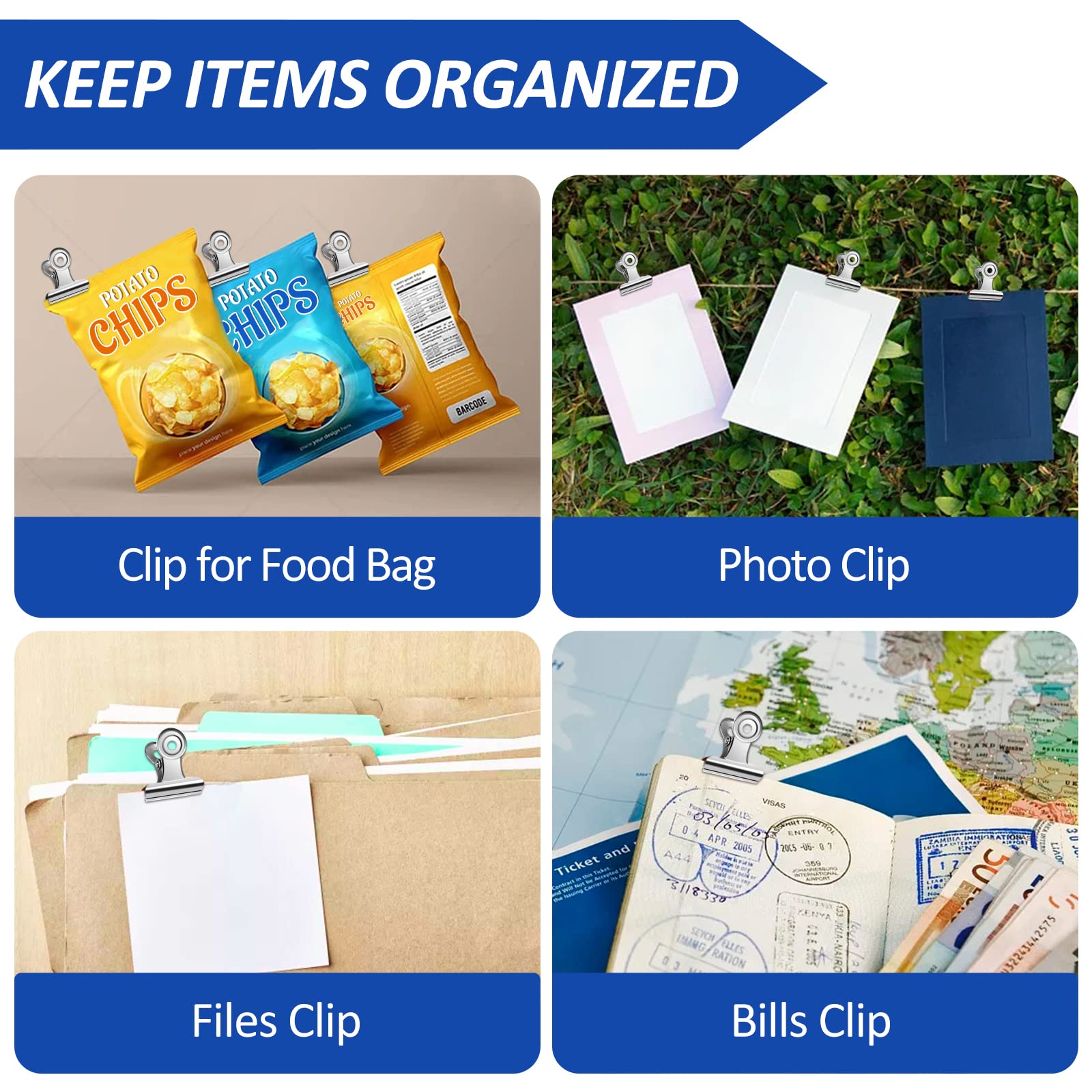 30 Pack Small Bull Clips 0.87 Inch Mini Metal Hinge Clips Binder Paper Hinge Clip for Office (30 Count)