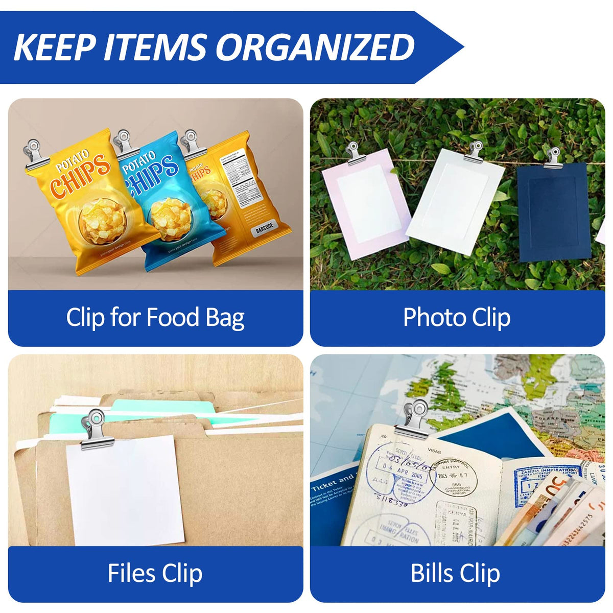 30 Pack Small Bull Clips 1.22 Inch Mini Metal Hinge Clips Binder Paper Hinge Clip for Office (30 Count)