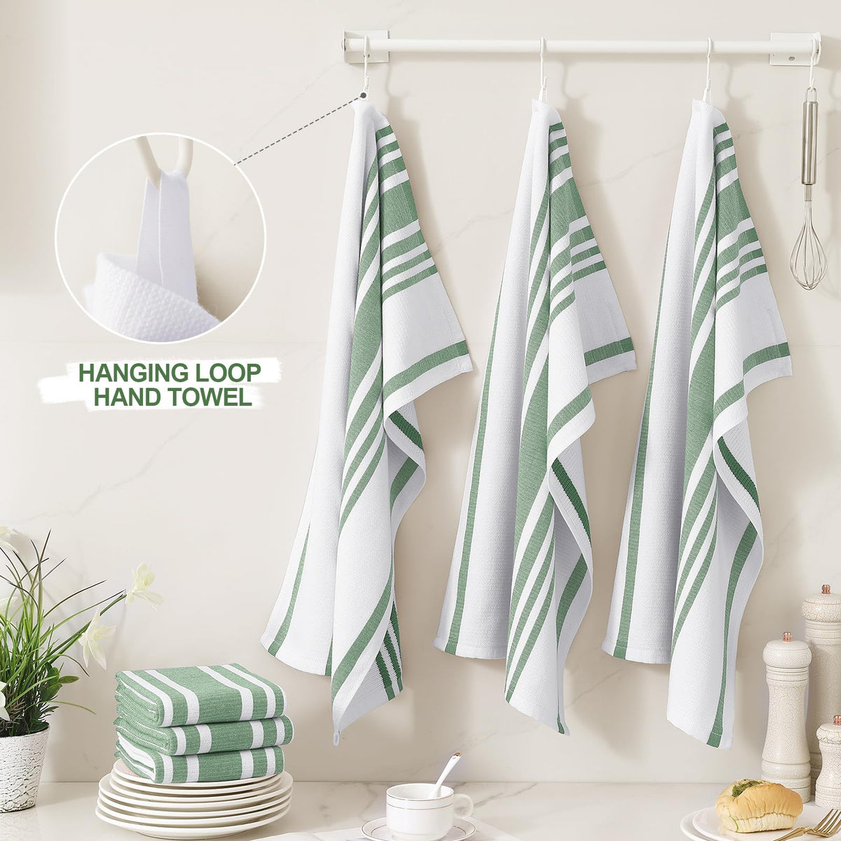 Premium Cotton Stripe Kitchen Towels 8 Pack (8 Count)