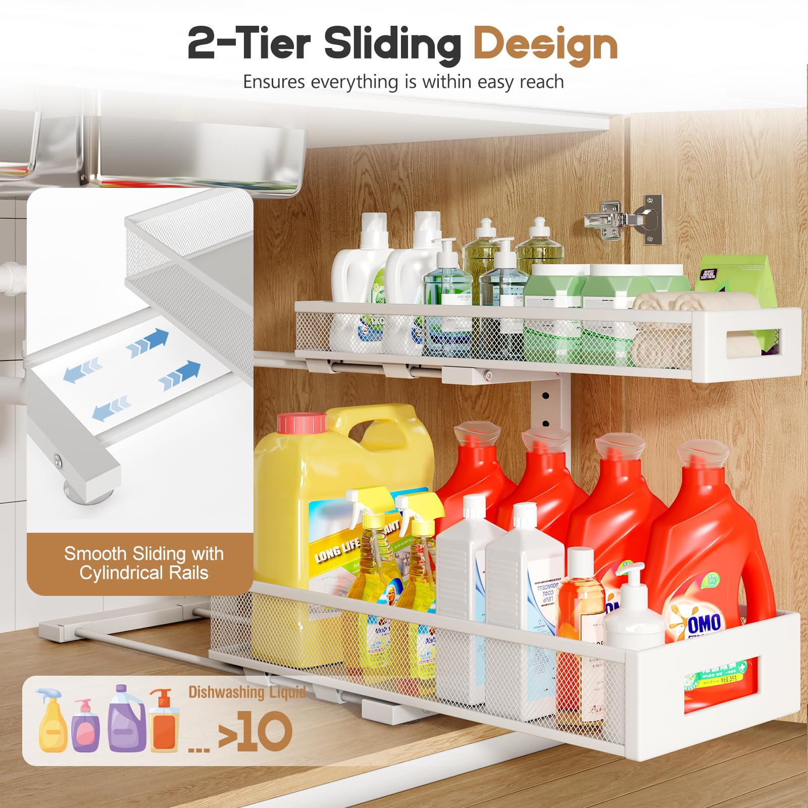 2 Pack 19IN Depth Under Sink Storage Organizer (2 Count)