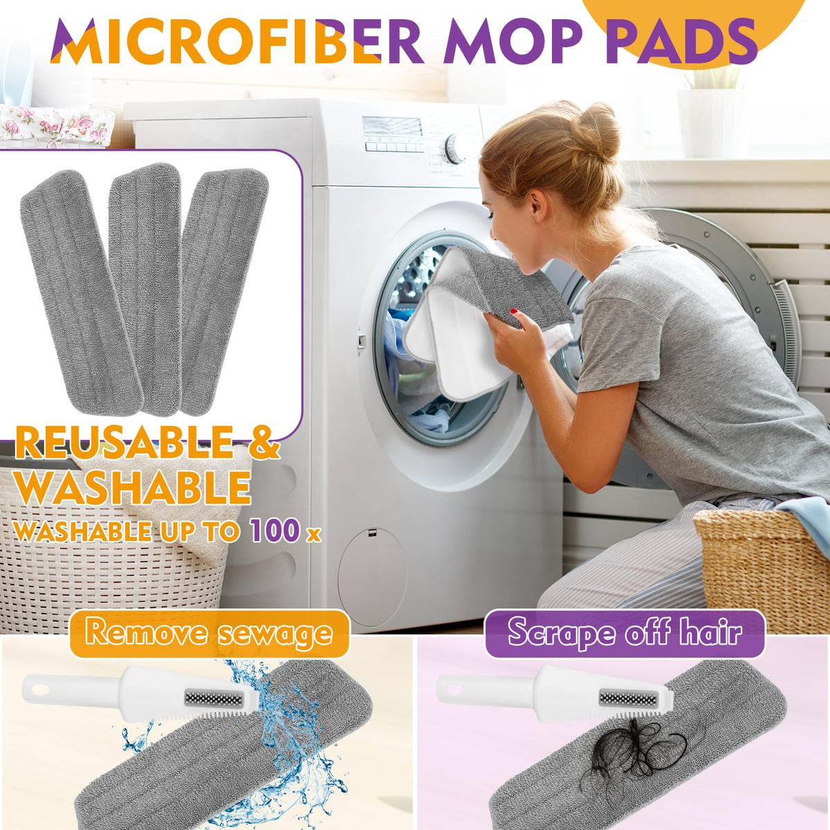 Spray Mop for Hardwood Tile Floor Cleaning with Microfiber Washable Pads