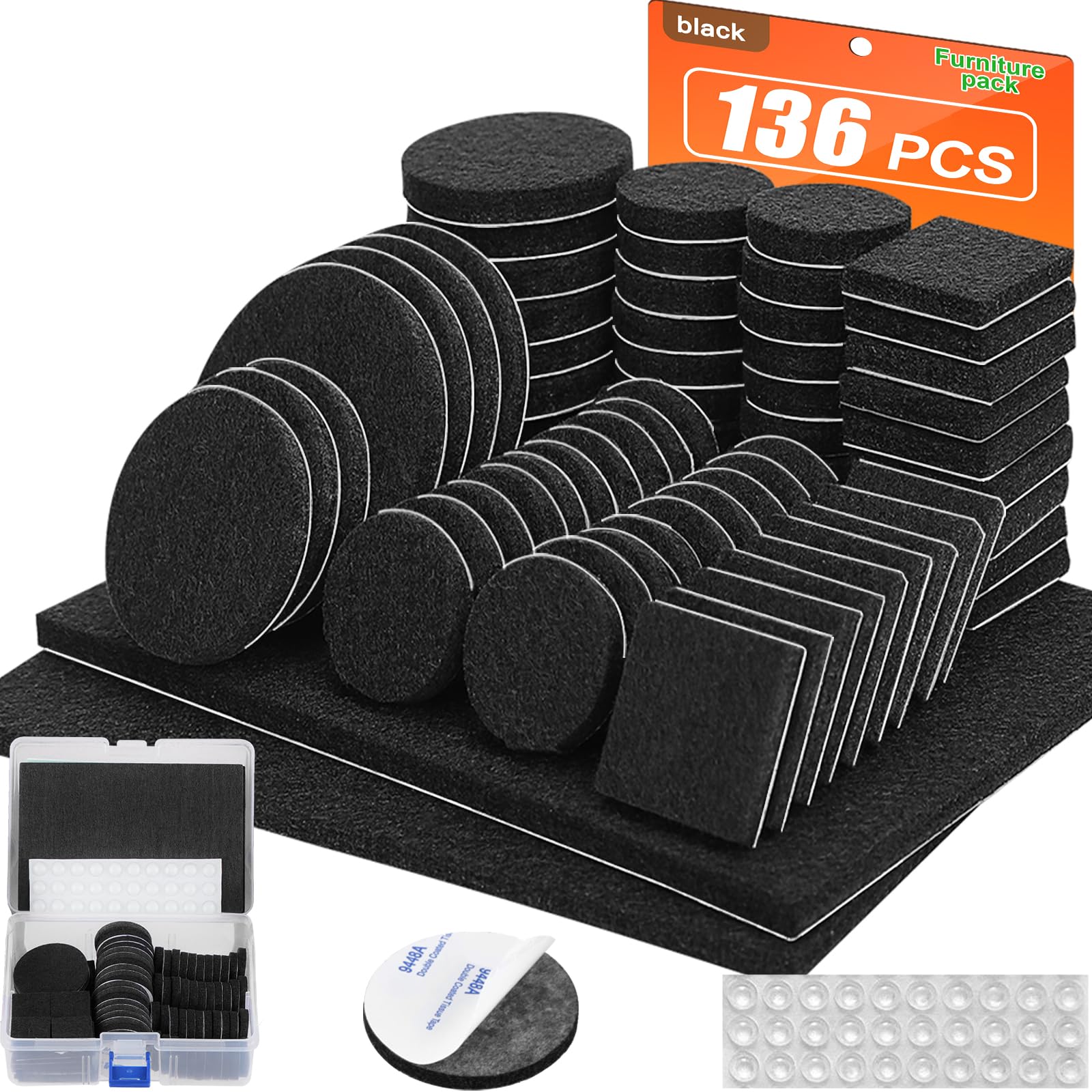 Felt Furniture Pads 136 Pieces (136 Count)