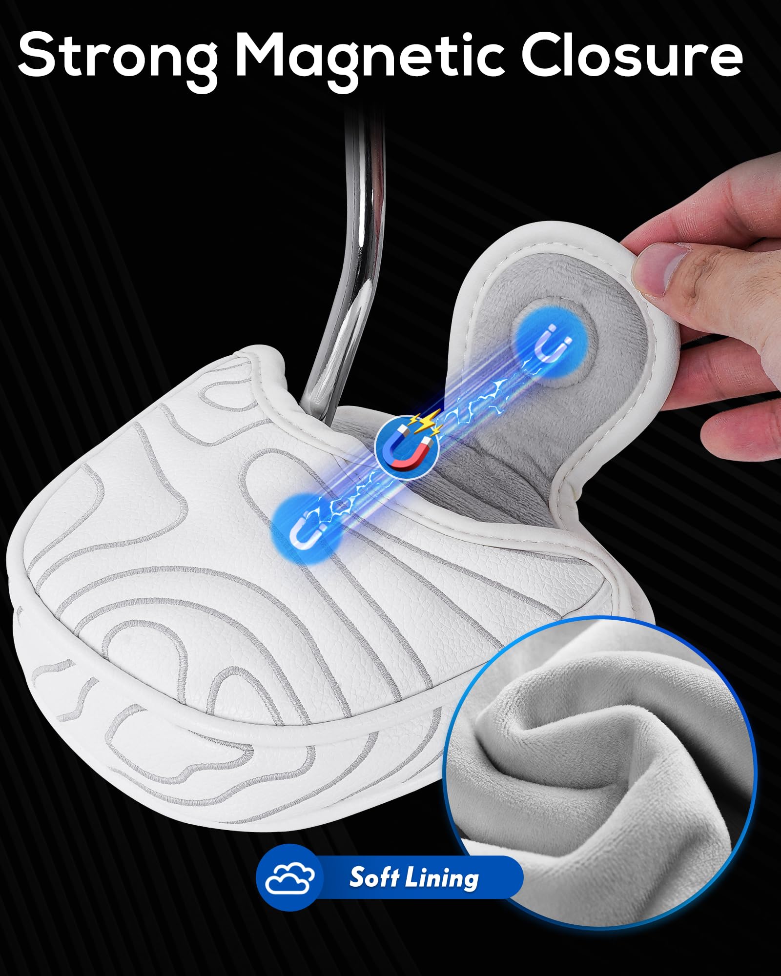 Golf Mallet Putter Cover Pure White Mallet Putter Headcover
