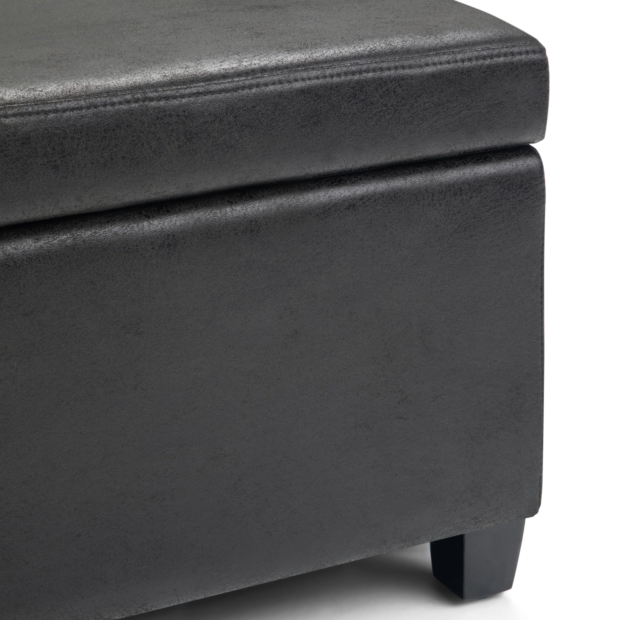 Avalon 48" Wide Vegan Leather Storage Ottoman in Black
