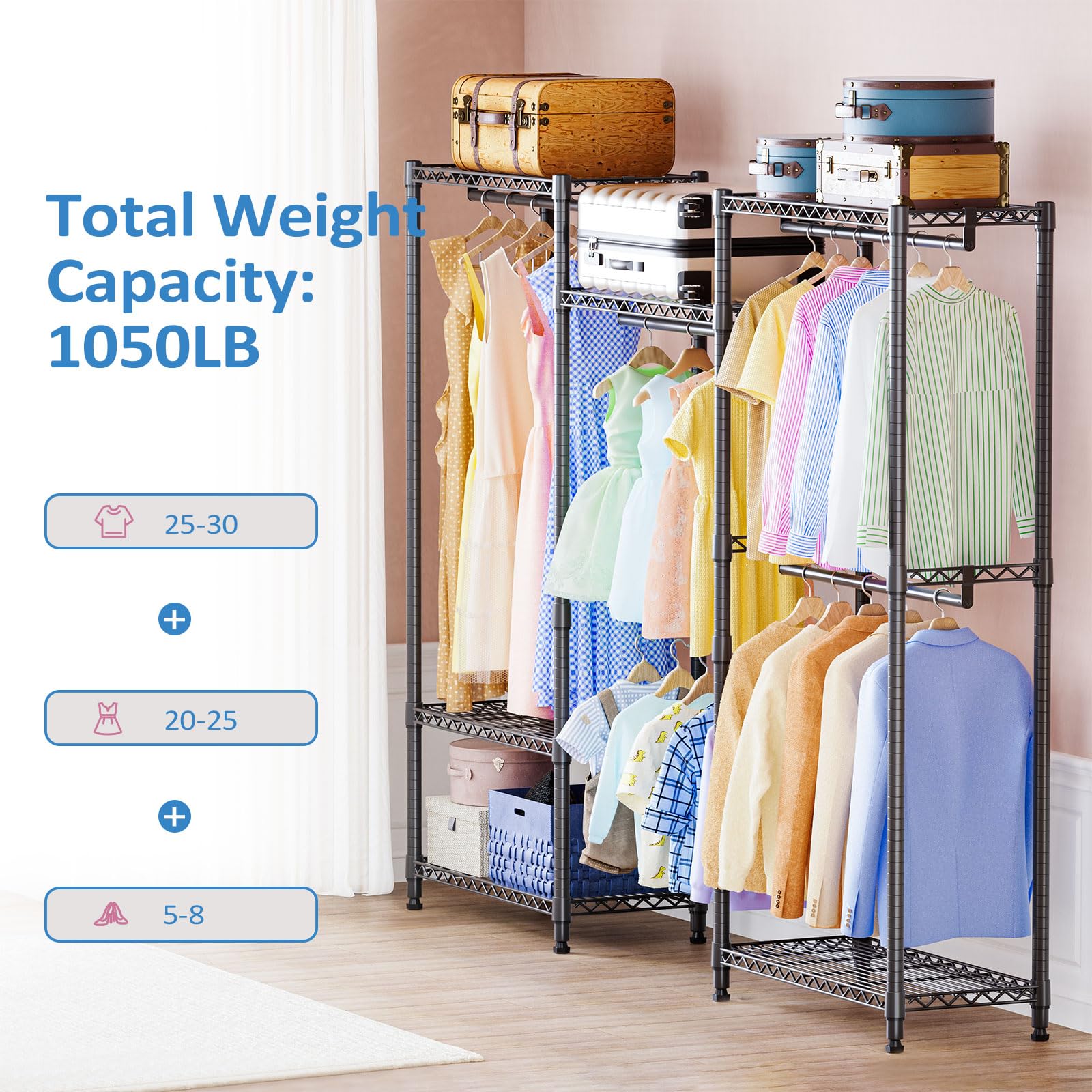 Heavy Duty Garment Rack Wire Clothes Rack for Hanging Clothes