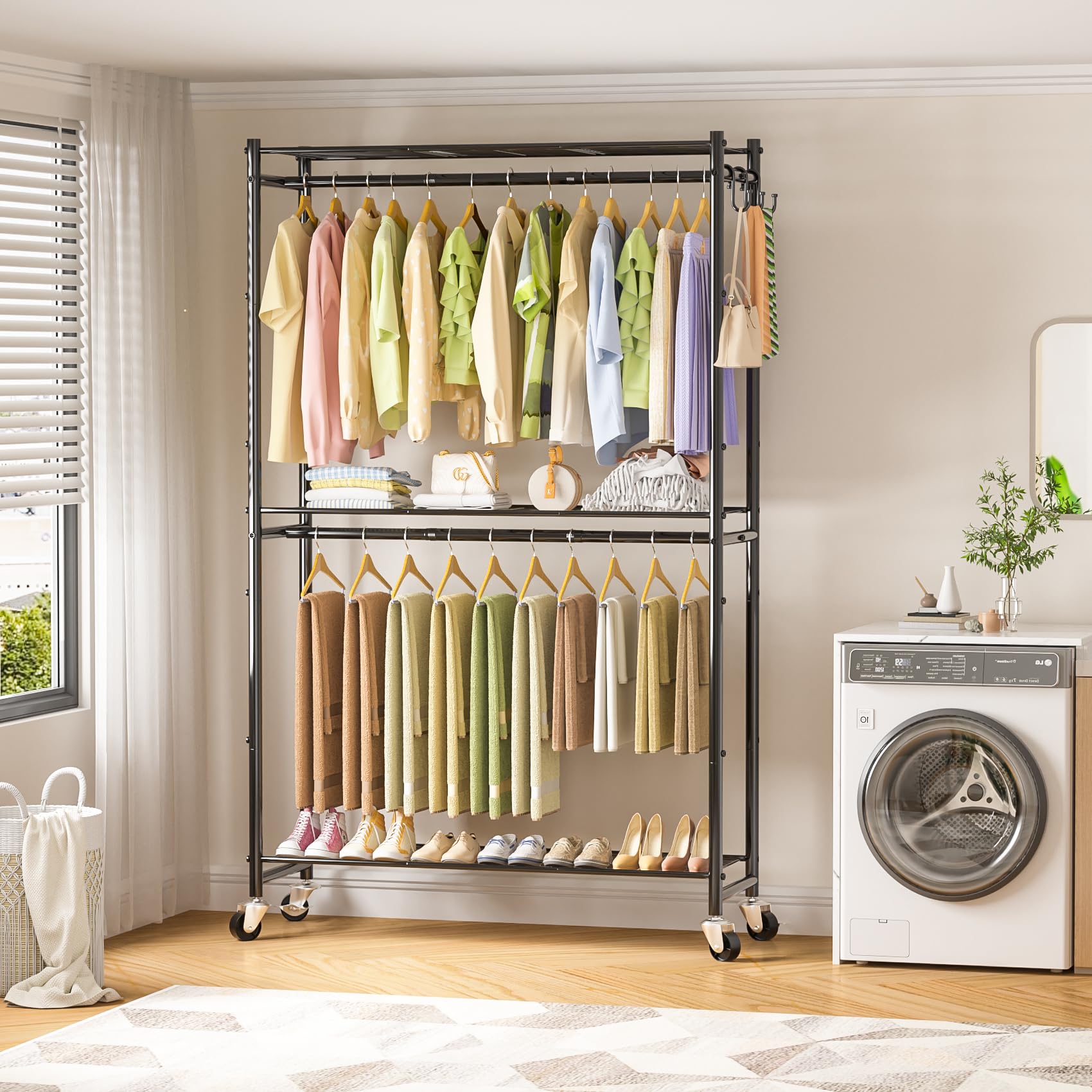 Rolling Clothes Rack for Hanging Clothes