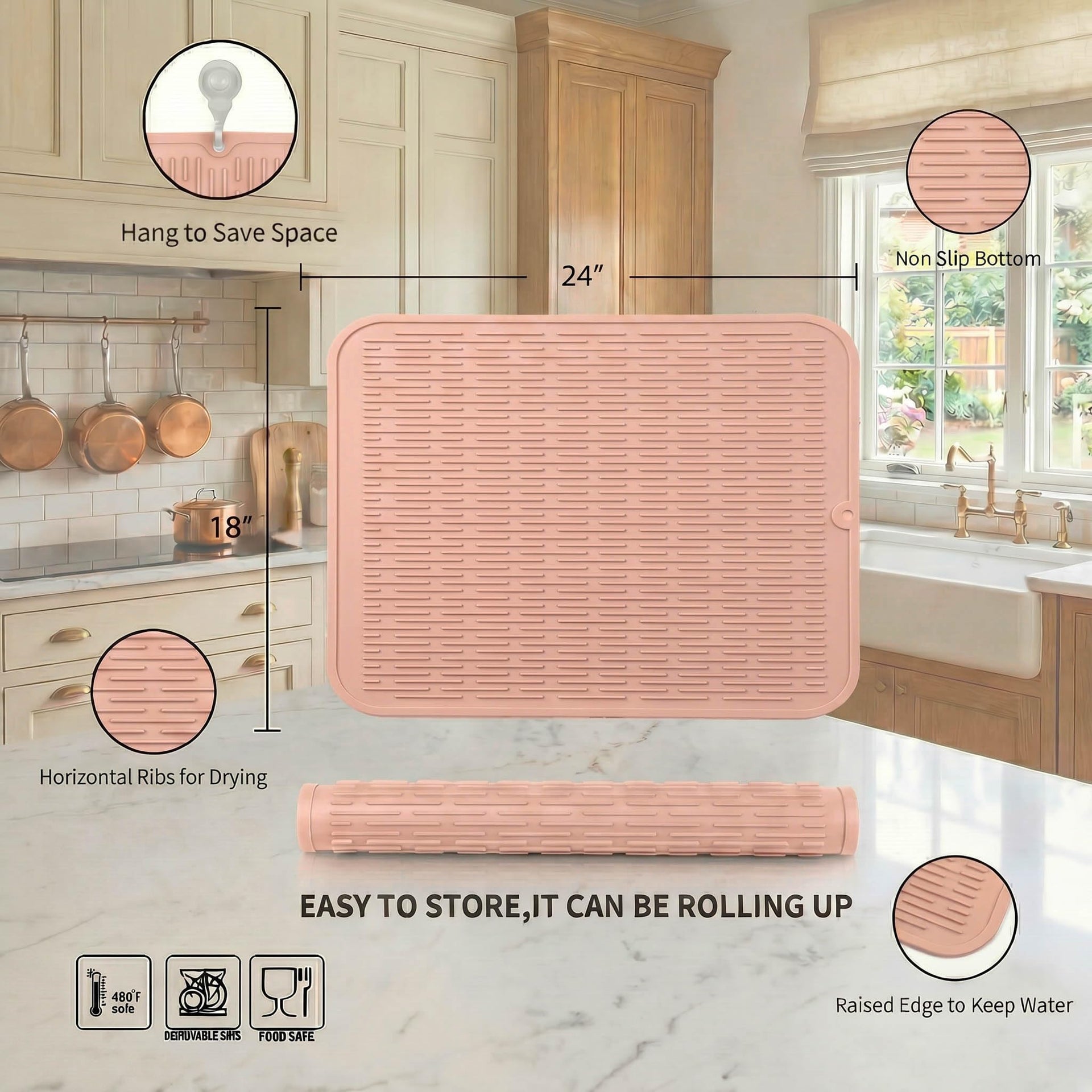 Silicone Dish Drying Mat for Multiple Usage