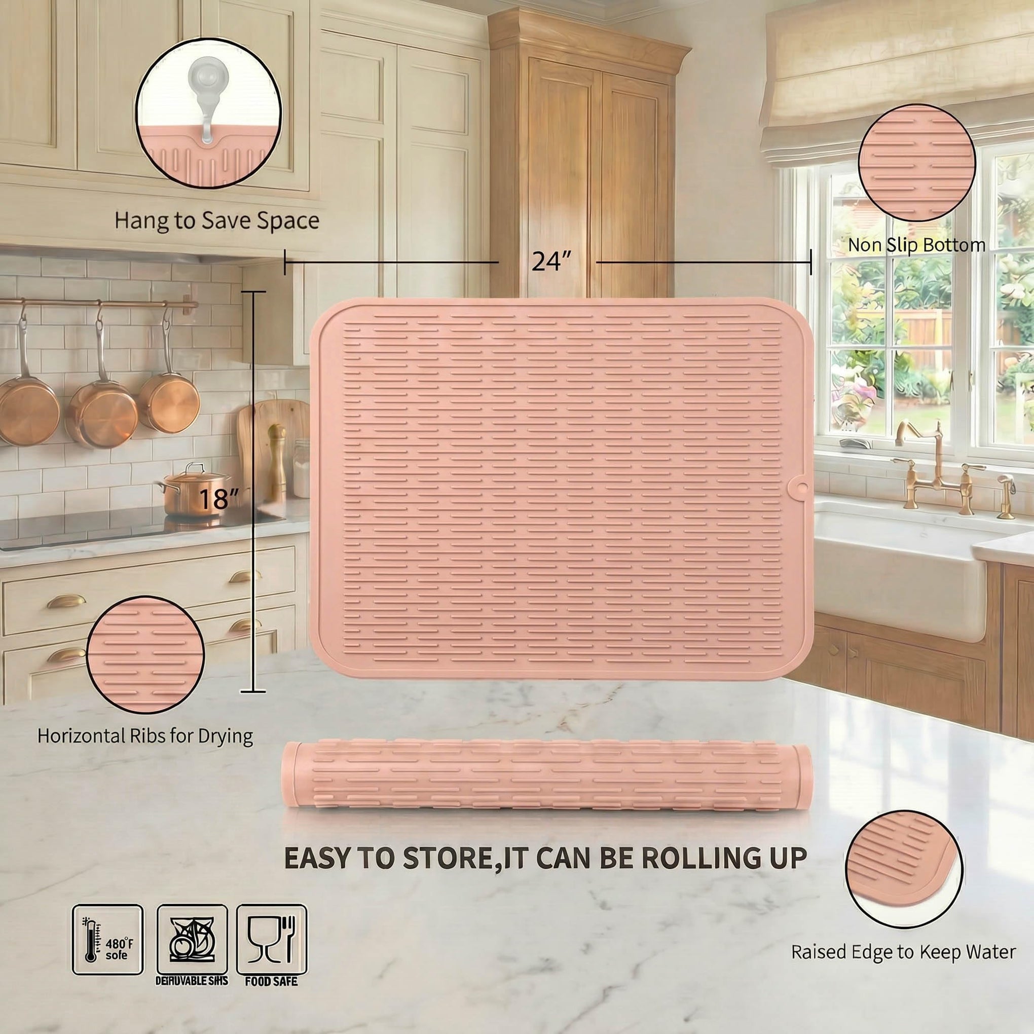 Silicone Dish Drying Mat for Multiple Usage