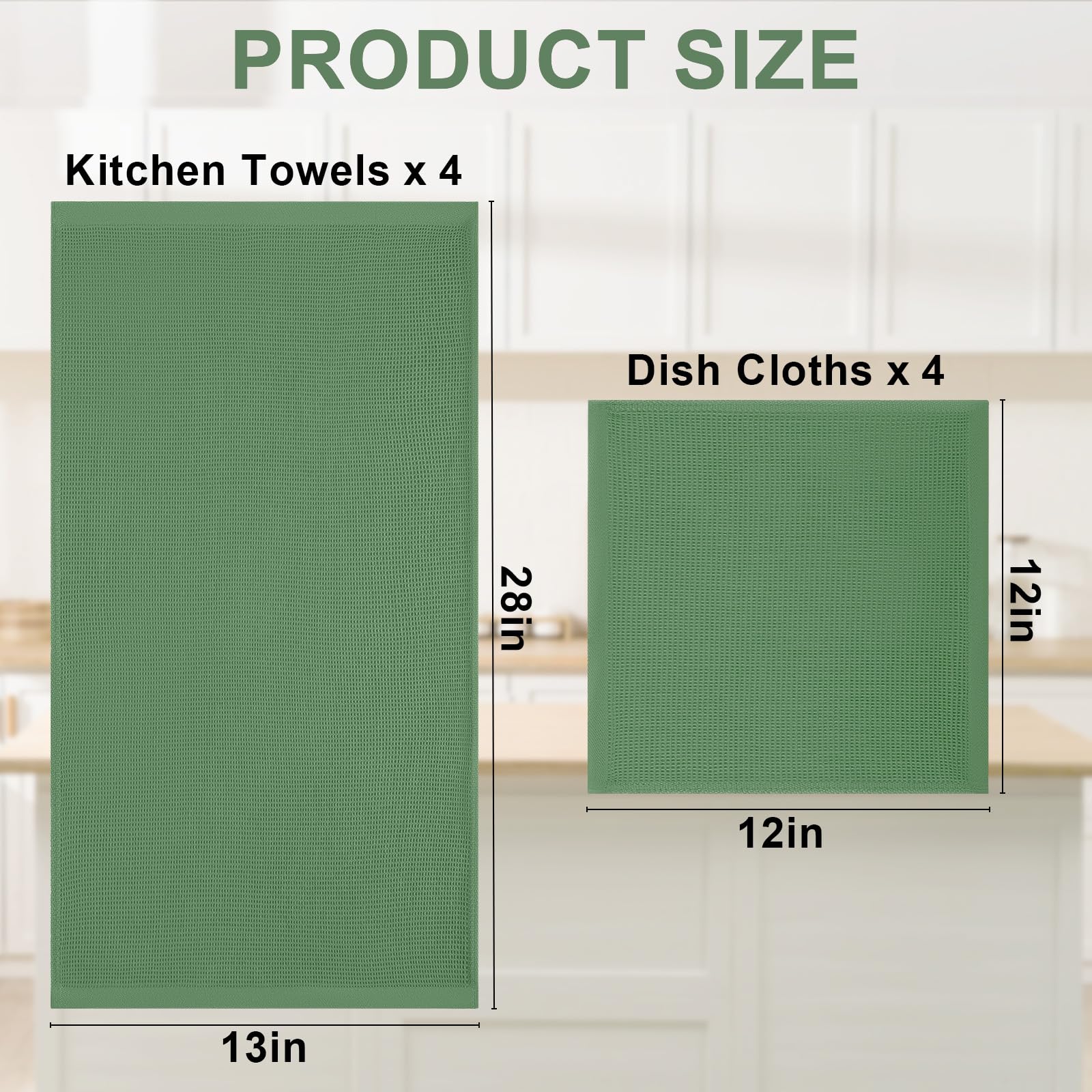 100% Cotton Kitchen Towels and Dishcloths Set (8 Count)