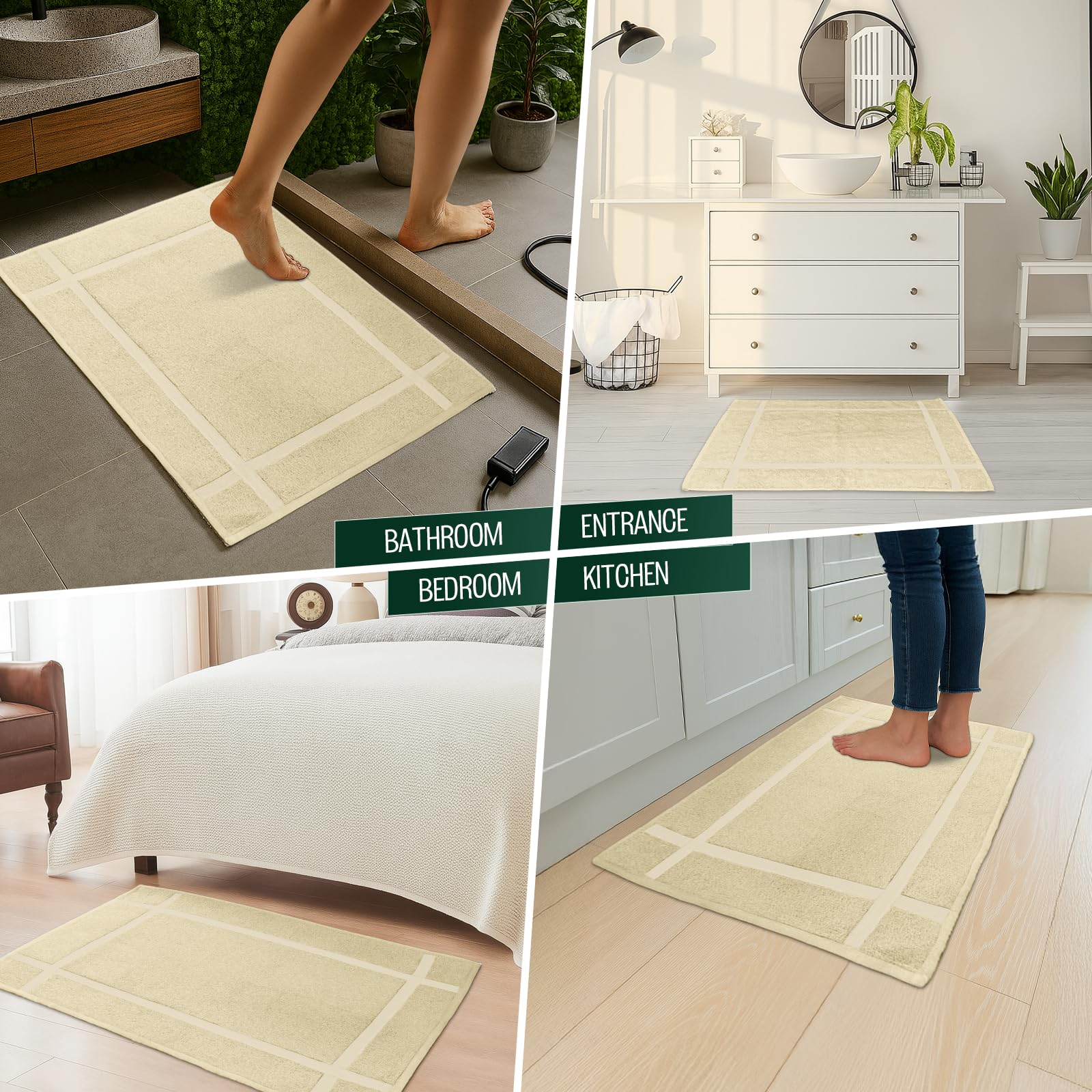 Pack of 2 100% Cotton Bath Mat 18x25 inches (2 Count)