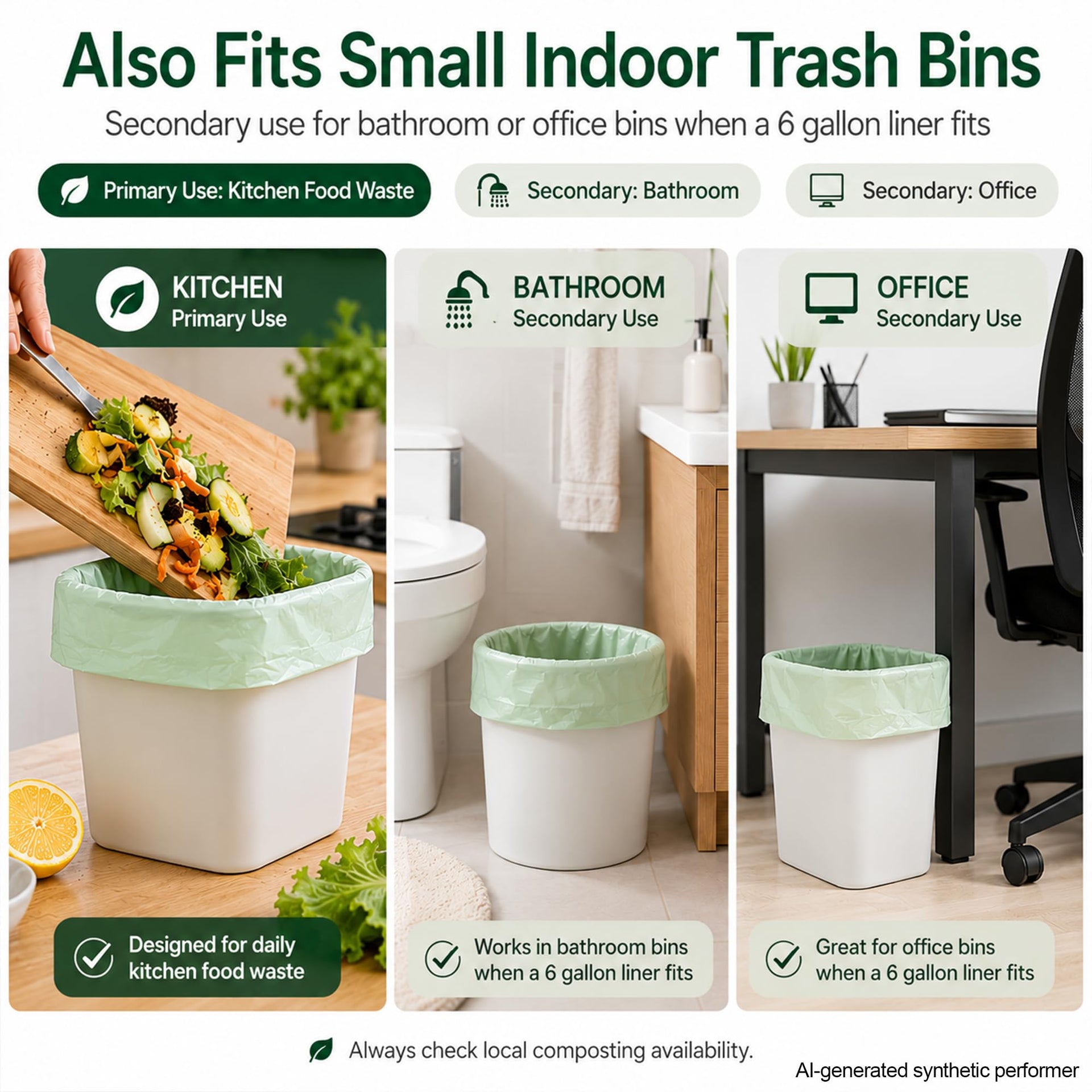 Compostable Trash Bags 6 Gallon (50 Count)
