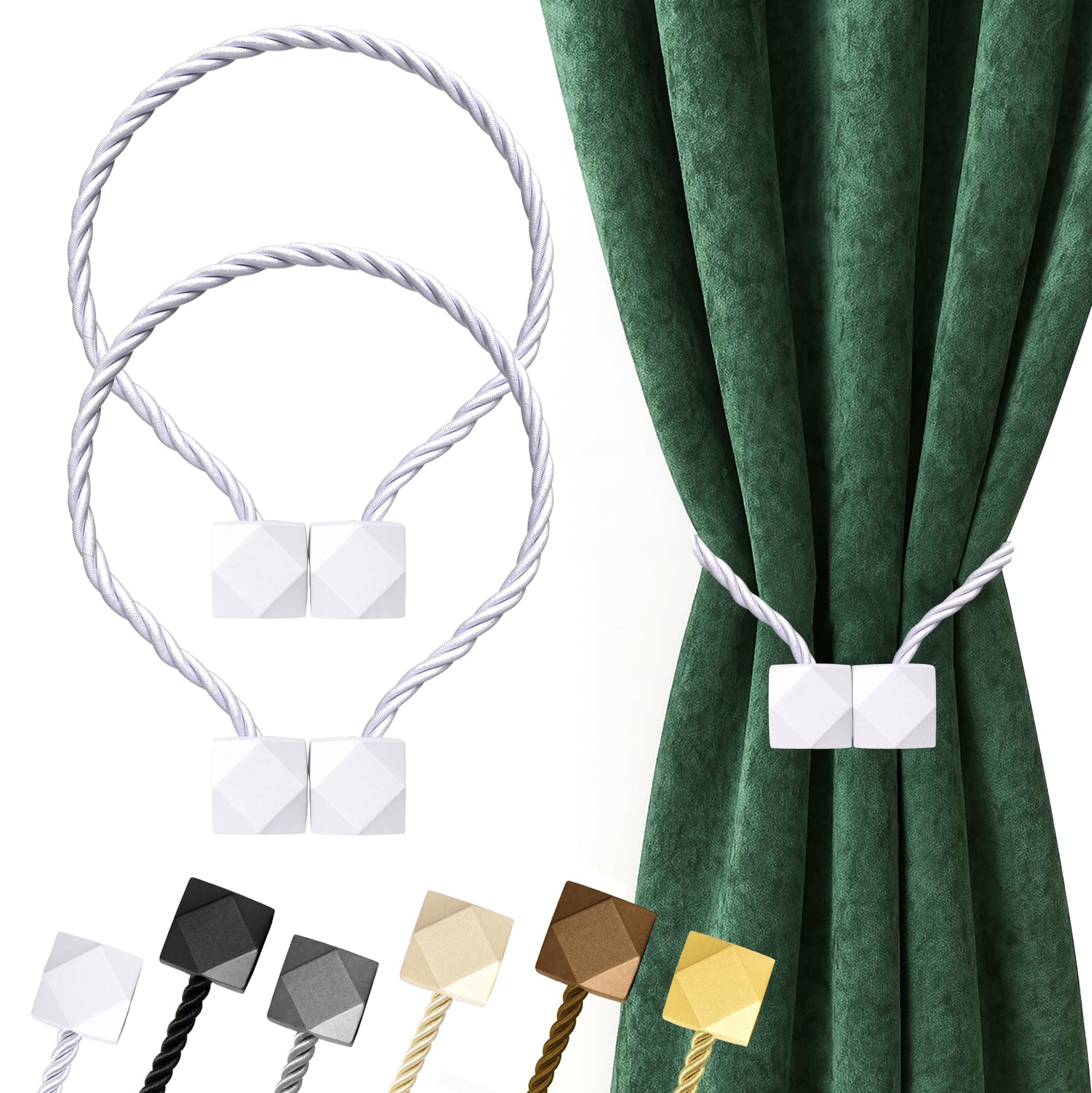 Magnetic Curtain Tiebacks White 2pcs