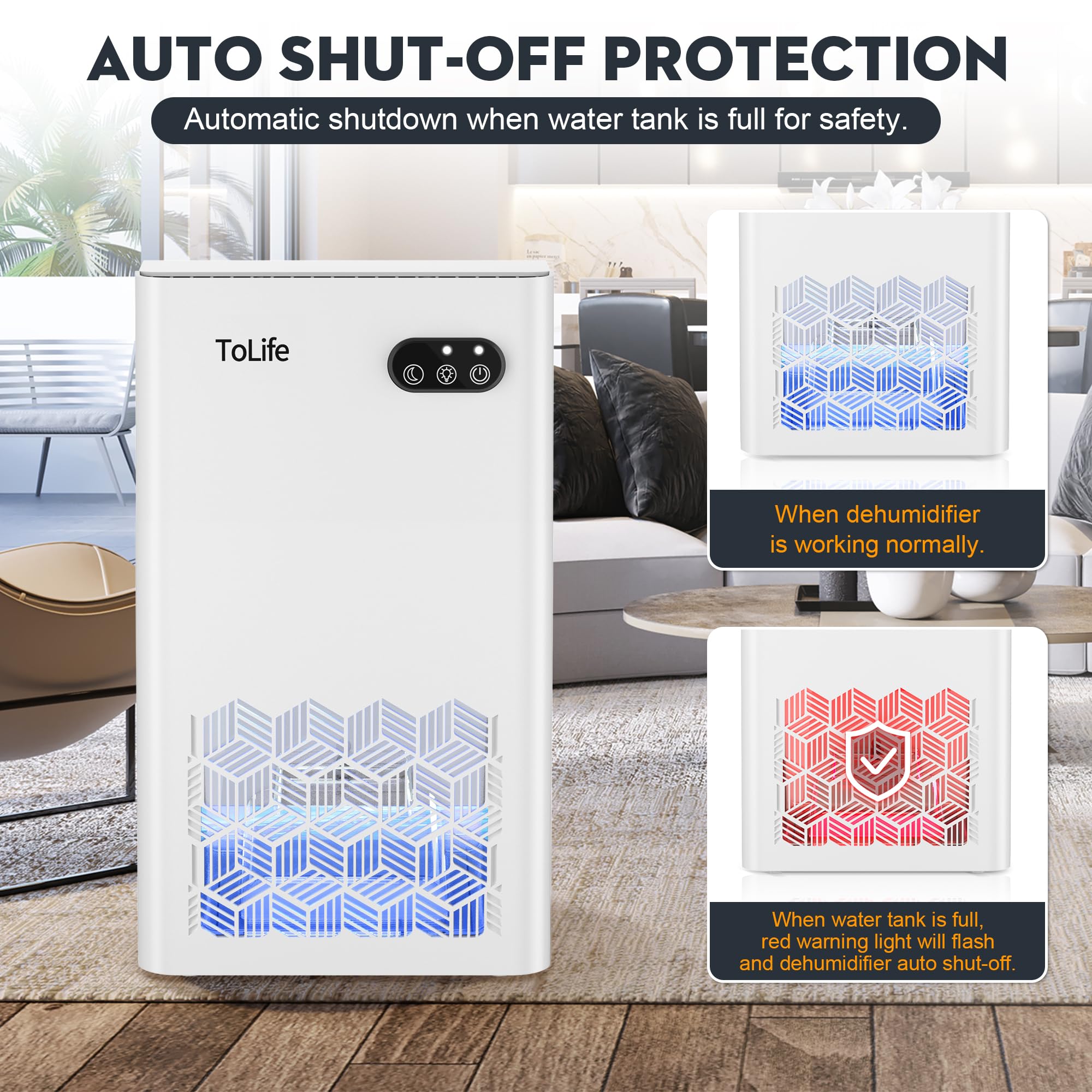 Dehumidifier 1000 Sq Ft 95 oz Tank with Sleep Mode