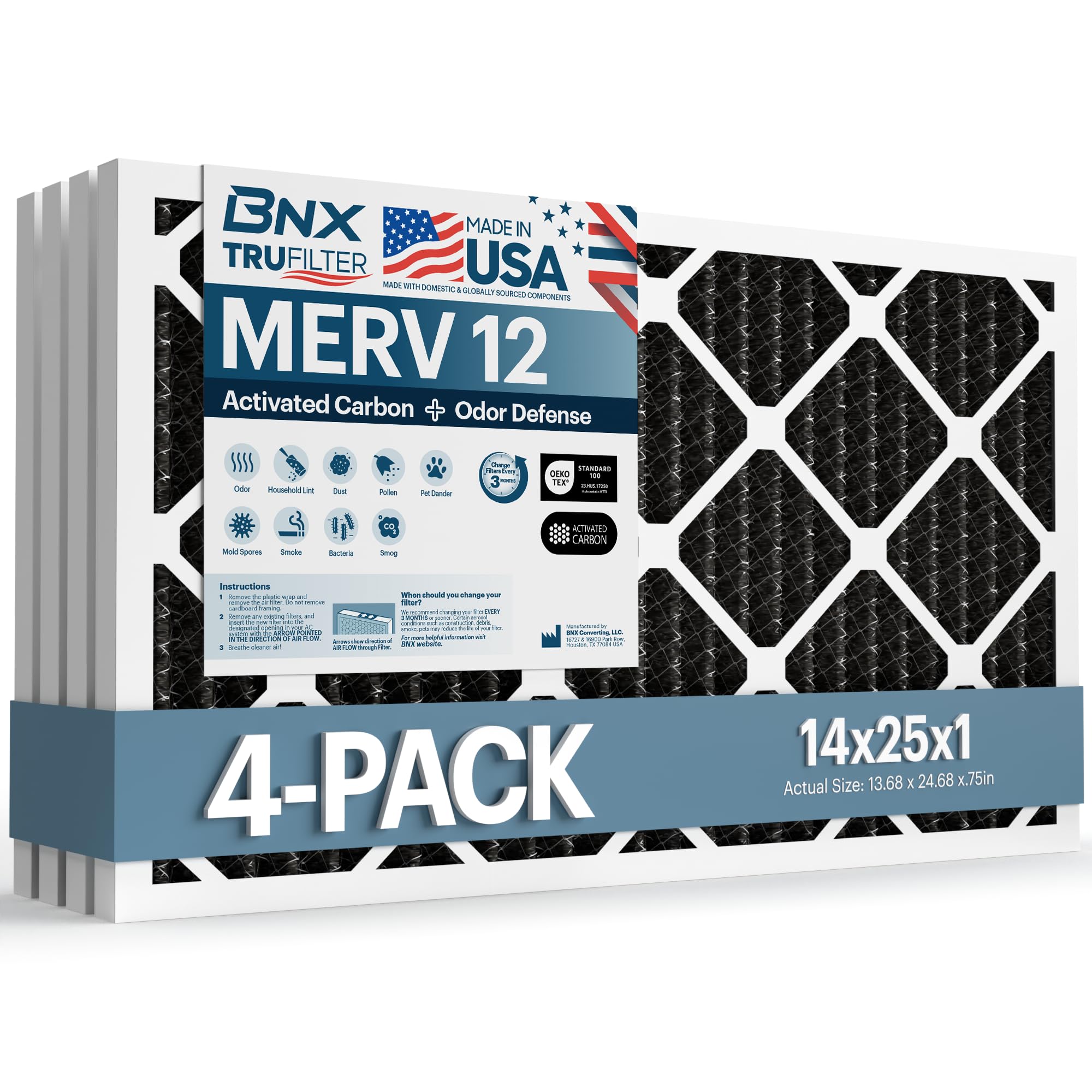 TruFilter 14x25x1 MERV 12 Odor Defense (4 Count)