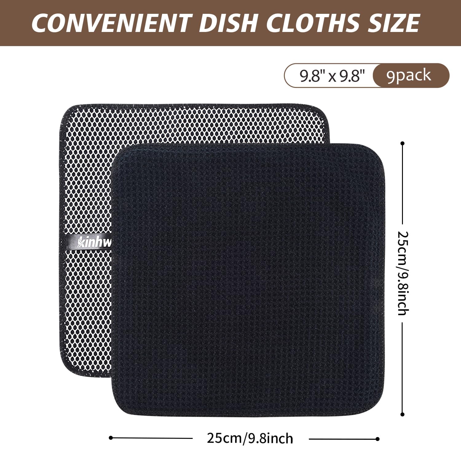 Dish Cloths for Washing Dishes with Scrub Side (9 Count)